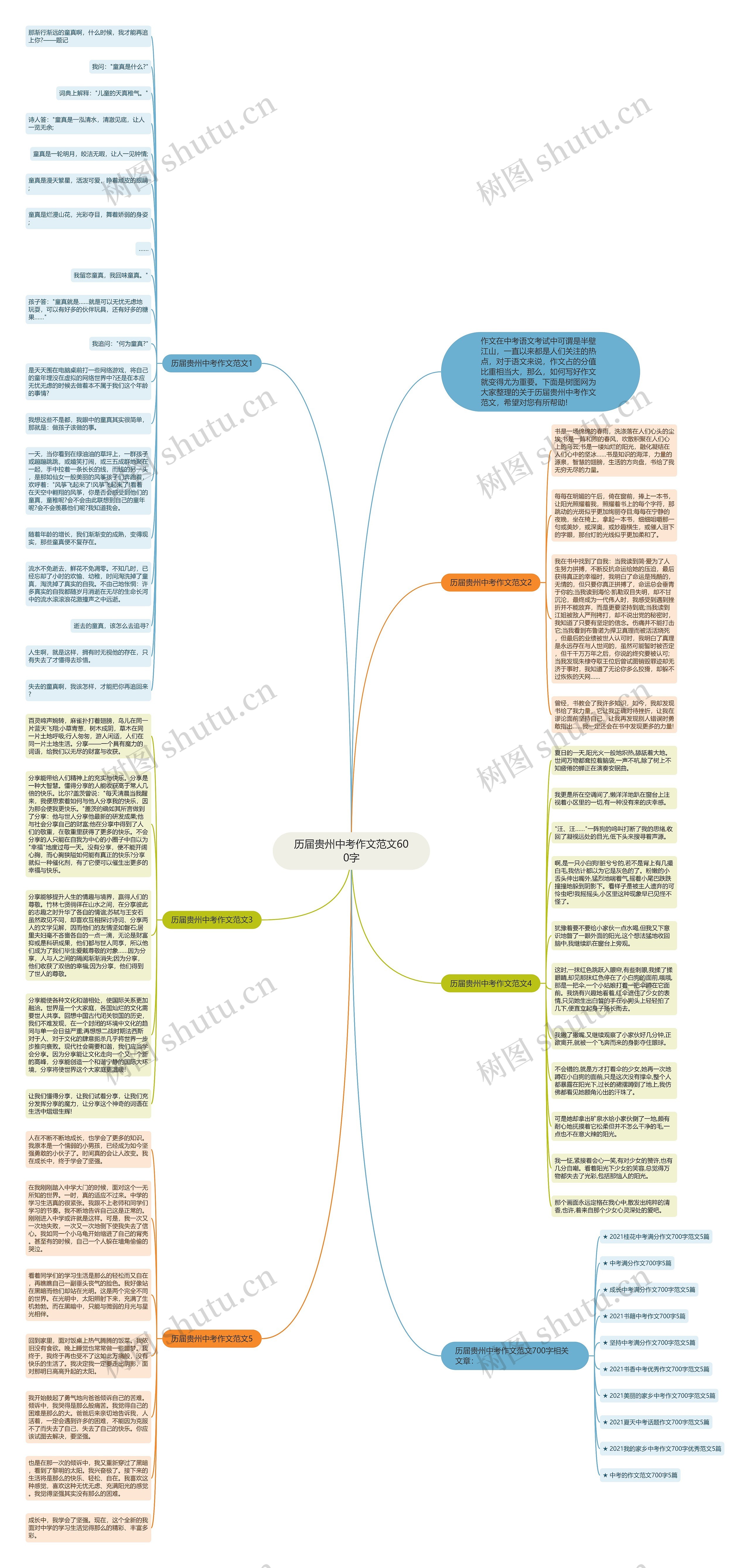 历届贵州中考作文范文600字思维导图