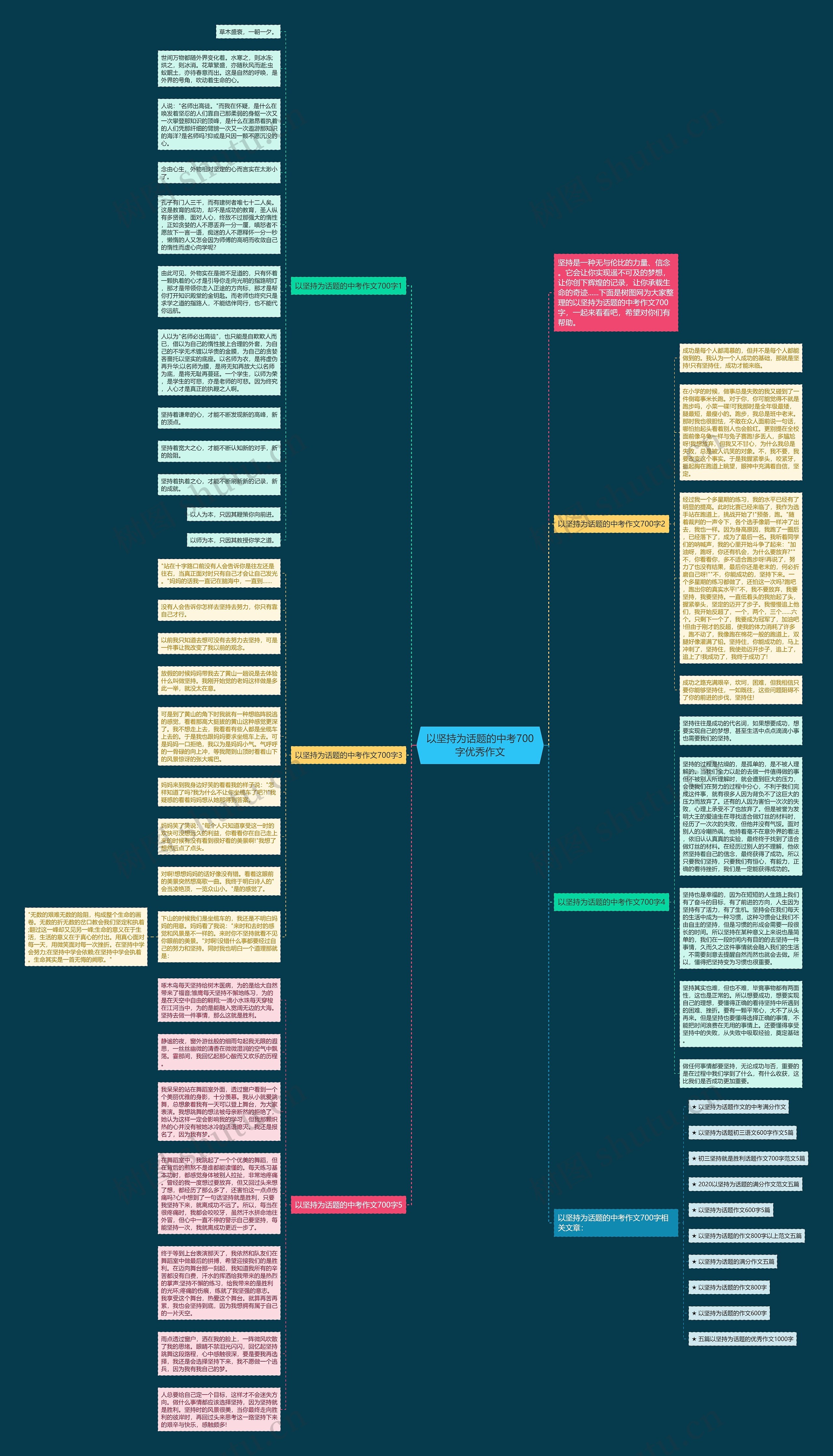 以坚持为话题的中考700字优秀作文思维导图