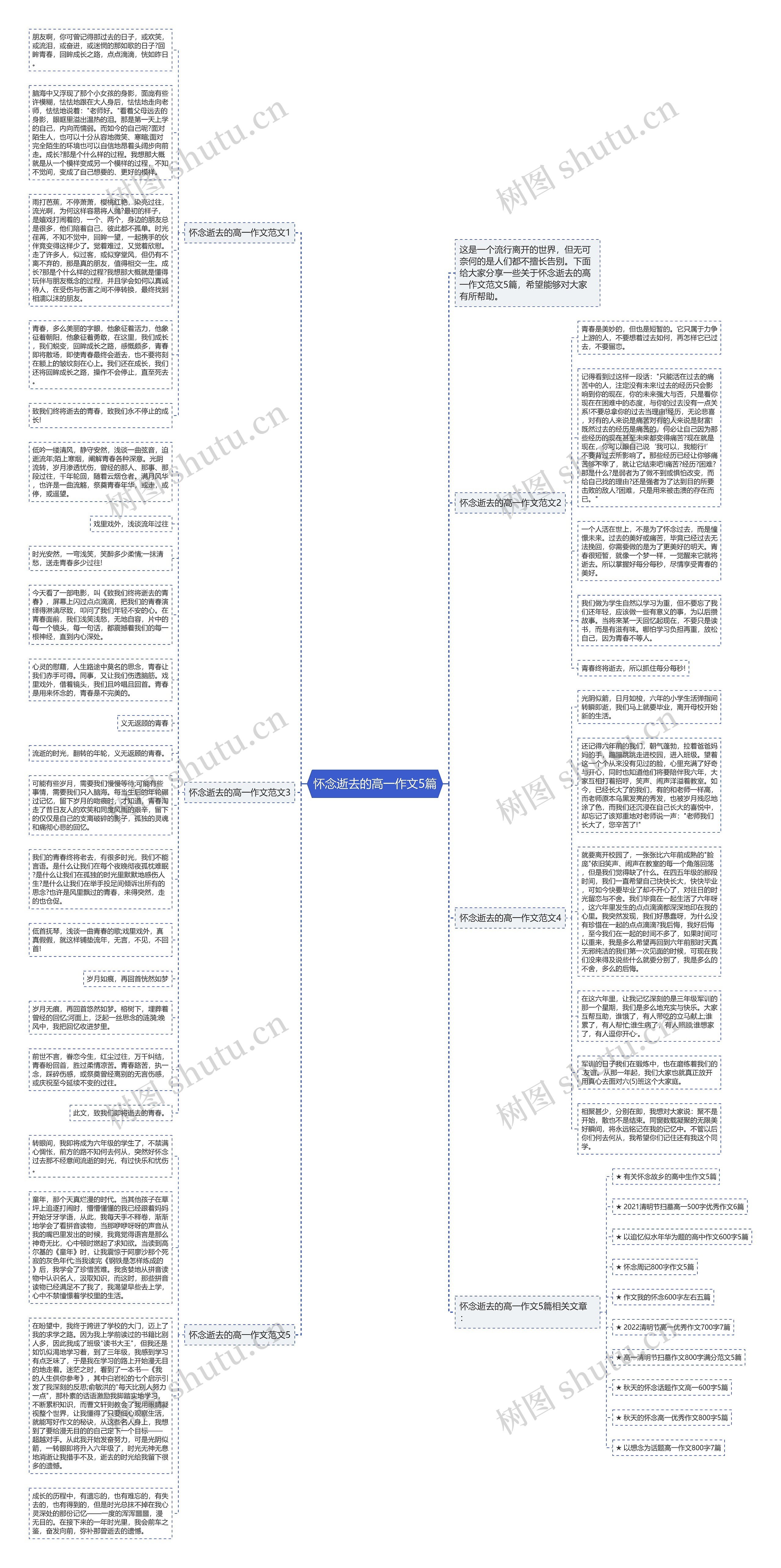 怀念逝去的高一作文5篇思维导图