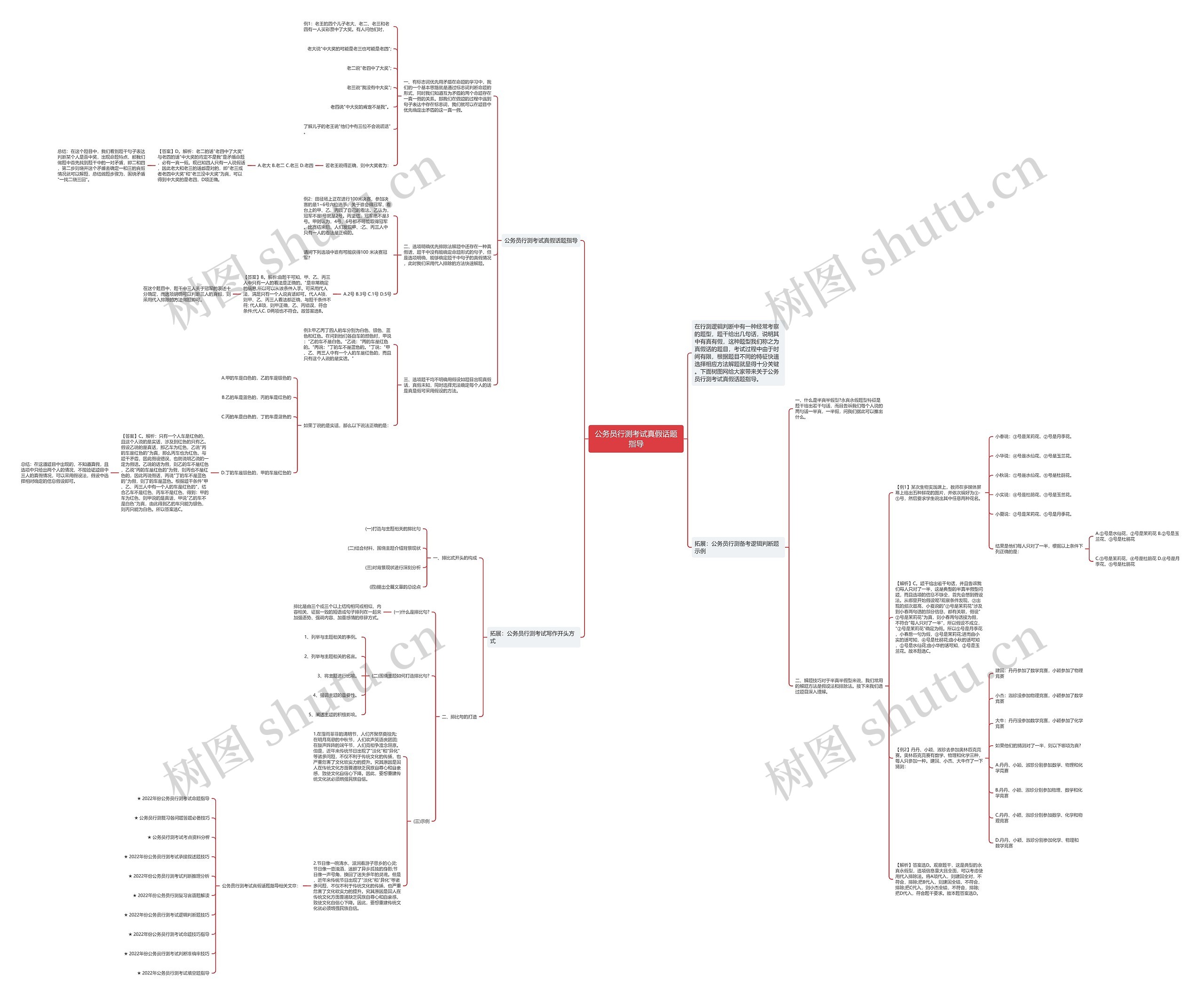 公务员行测考试真假话题指导思维导图