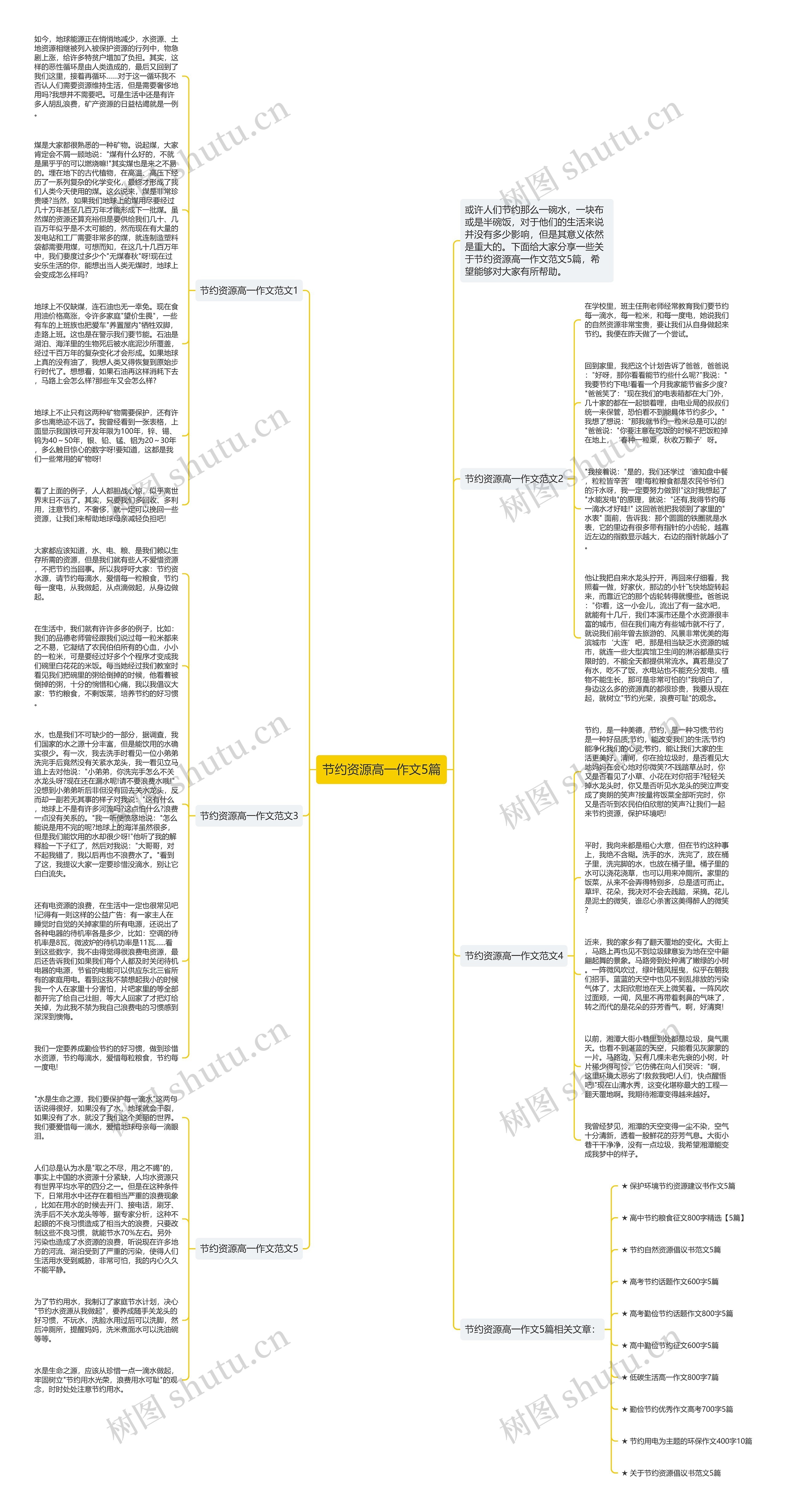 节约资源高一作文5篇思维导图
