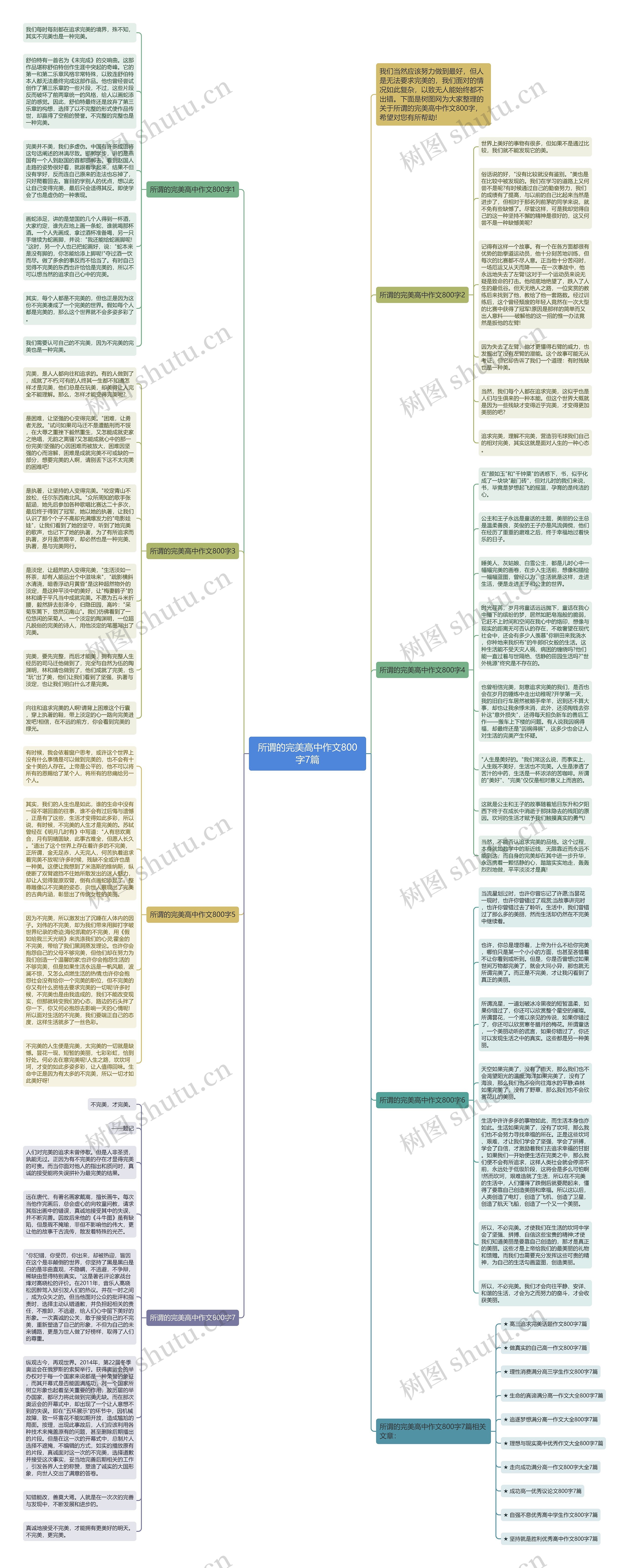 所谓的完美高中作文800字7篇思维导图