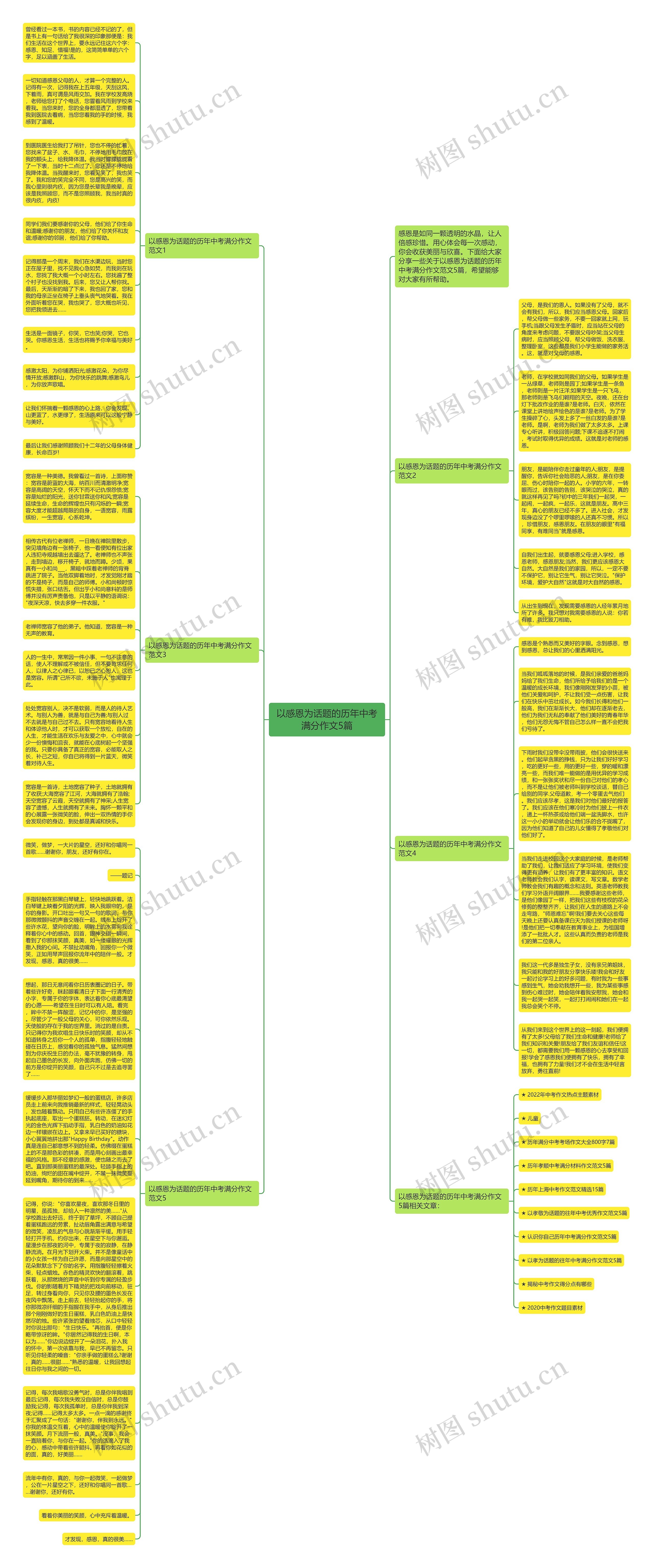 以感恩为话题的历年中考满分作文5篇思维导图