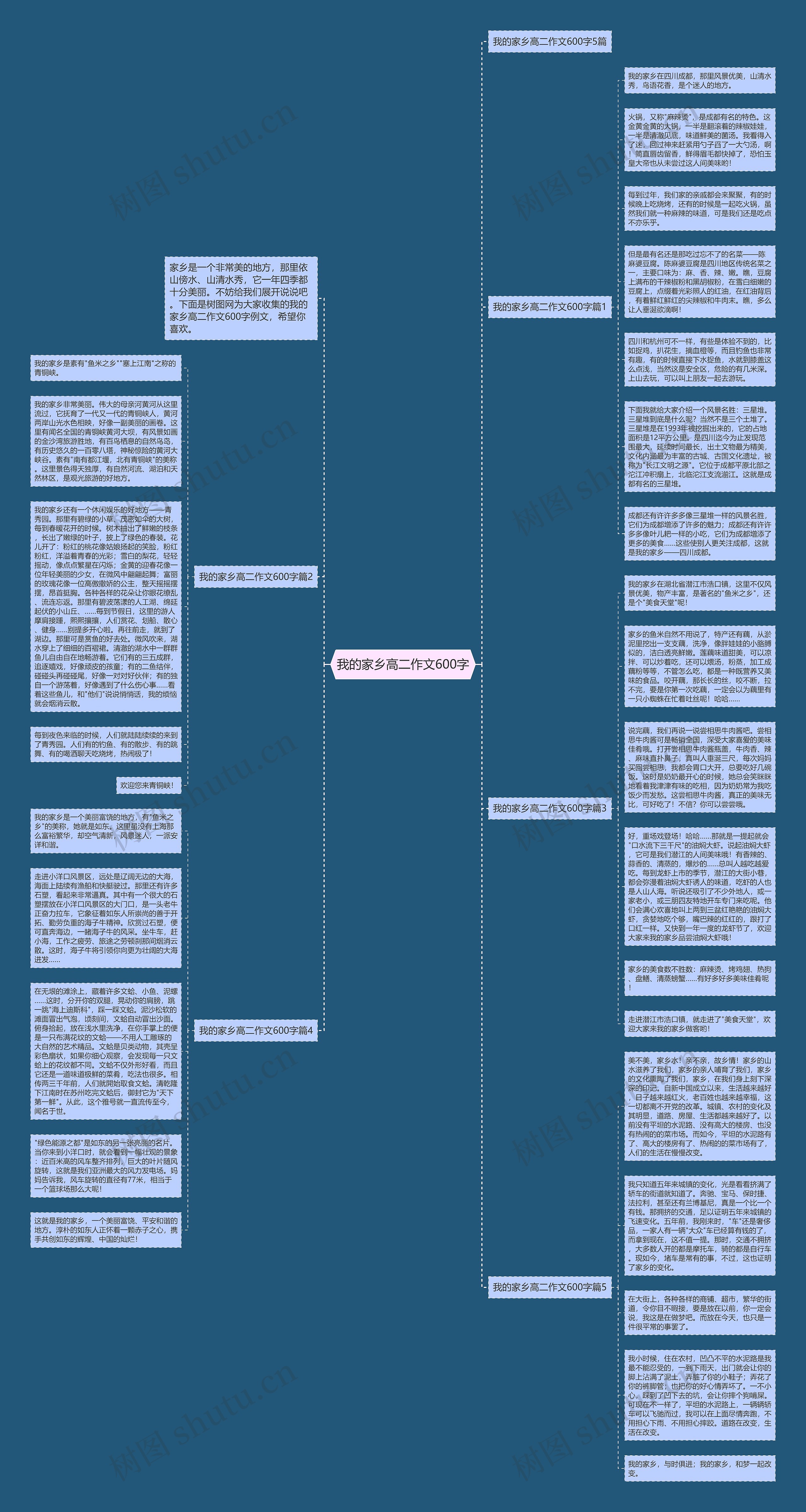 我的家乡高二作文600字思维导图