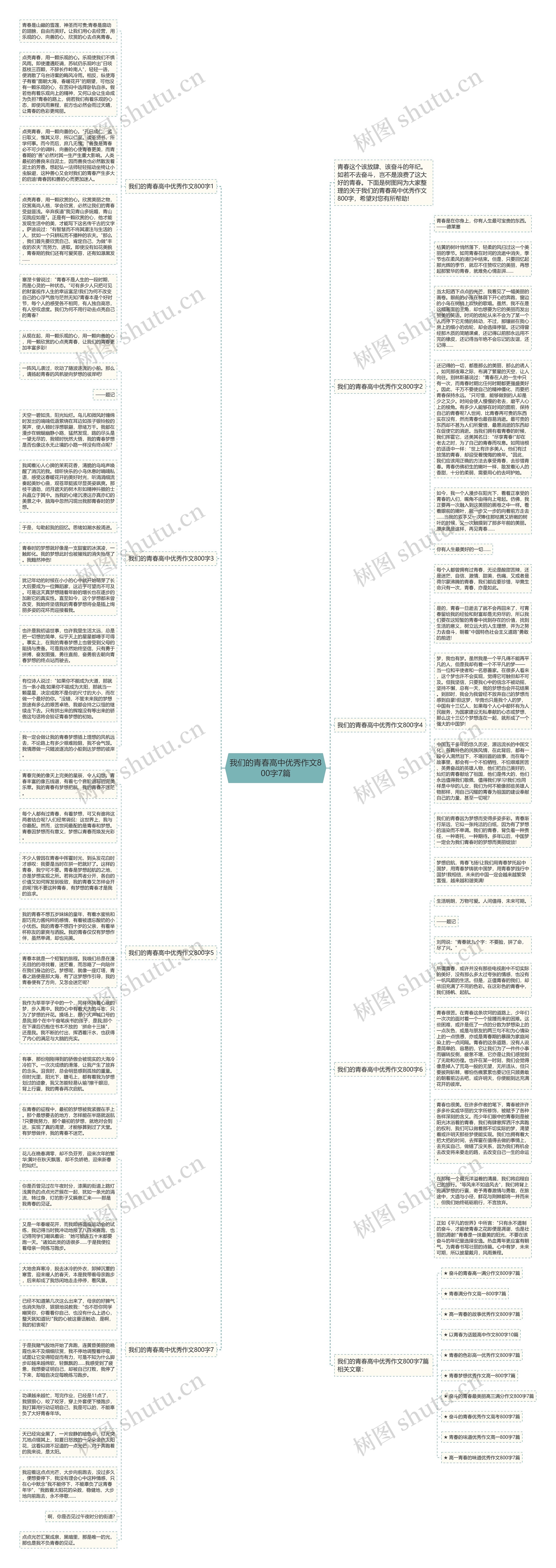 我们的青春高中优秀作文800字7篇思维导图高清图 我们的青春高中优秀作文800字7篇思维导图