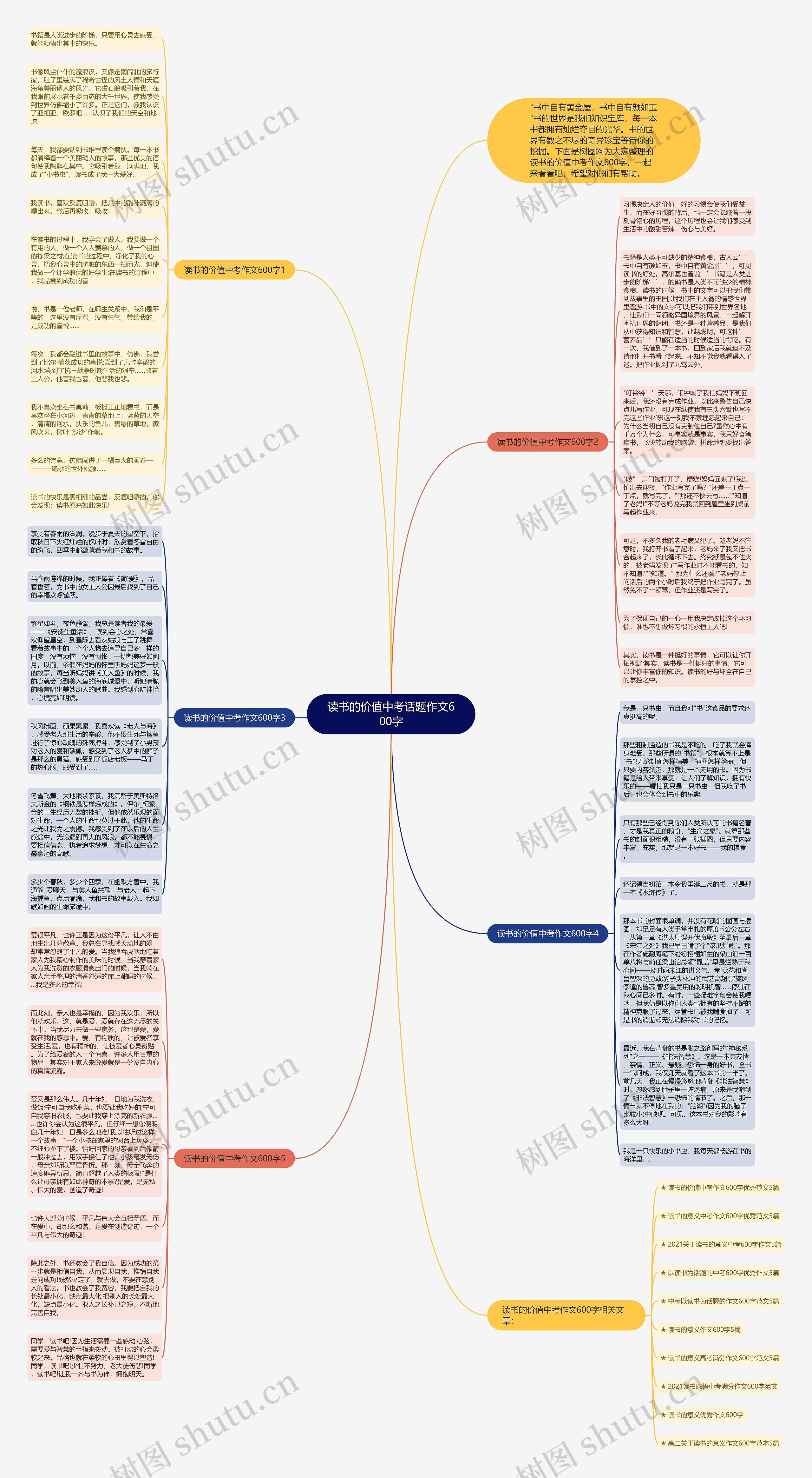 读书的价值中考话题作文600字思维导图