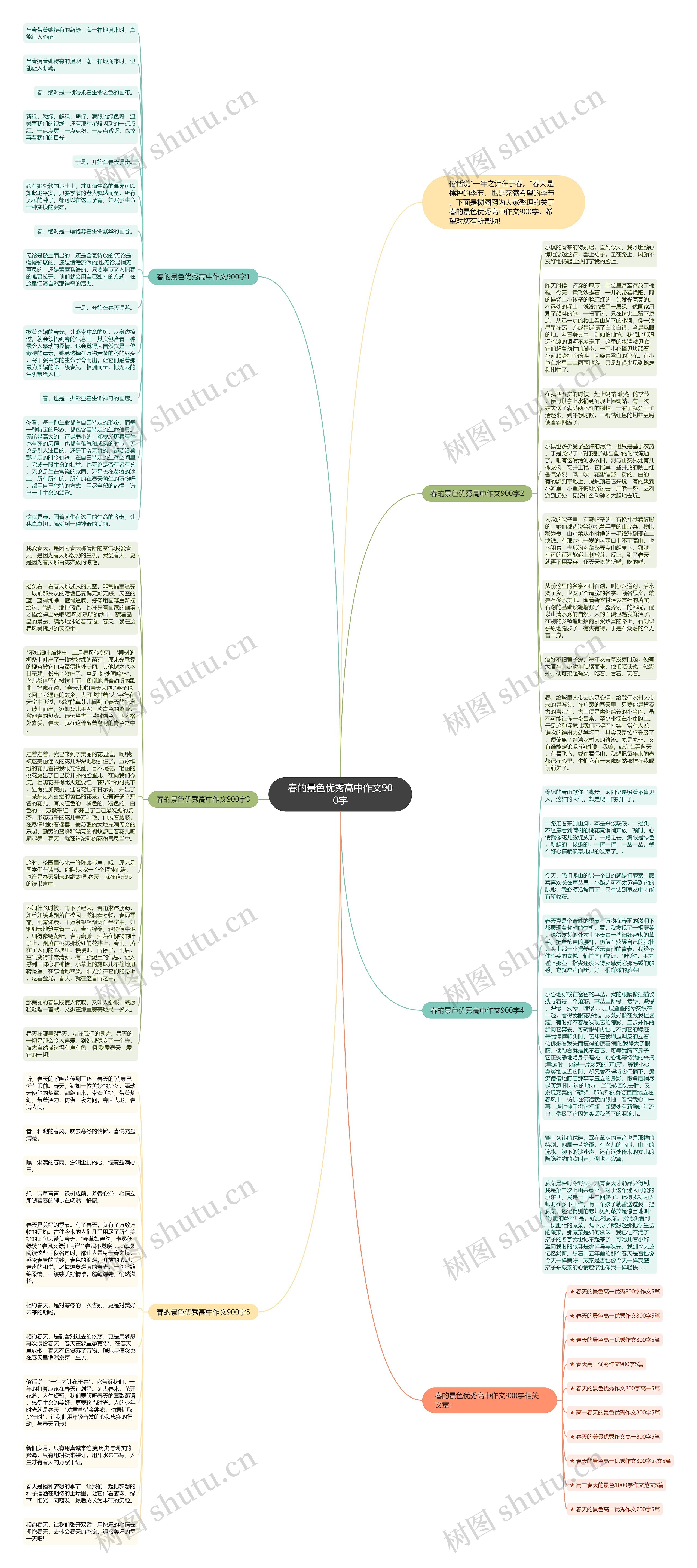 春的景色优秀高中作文900字思维导图