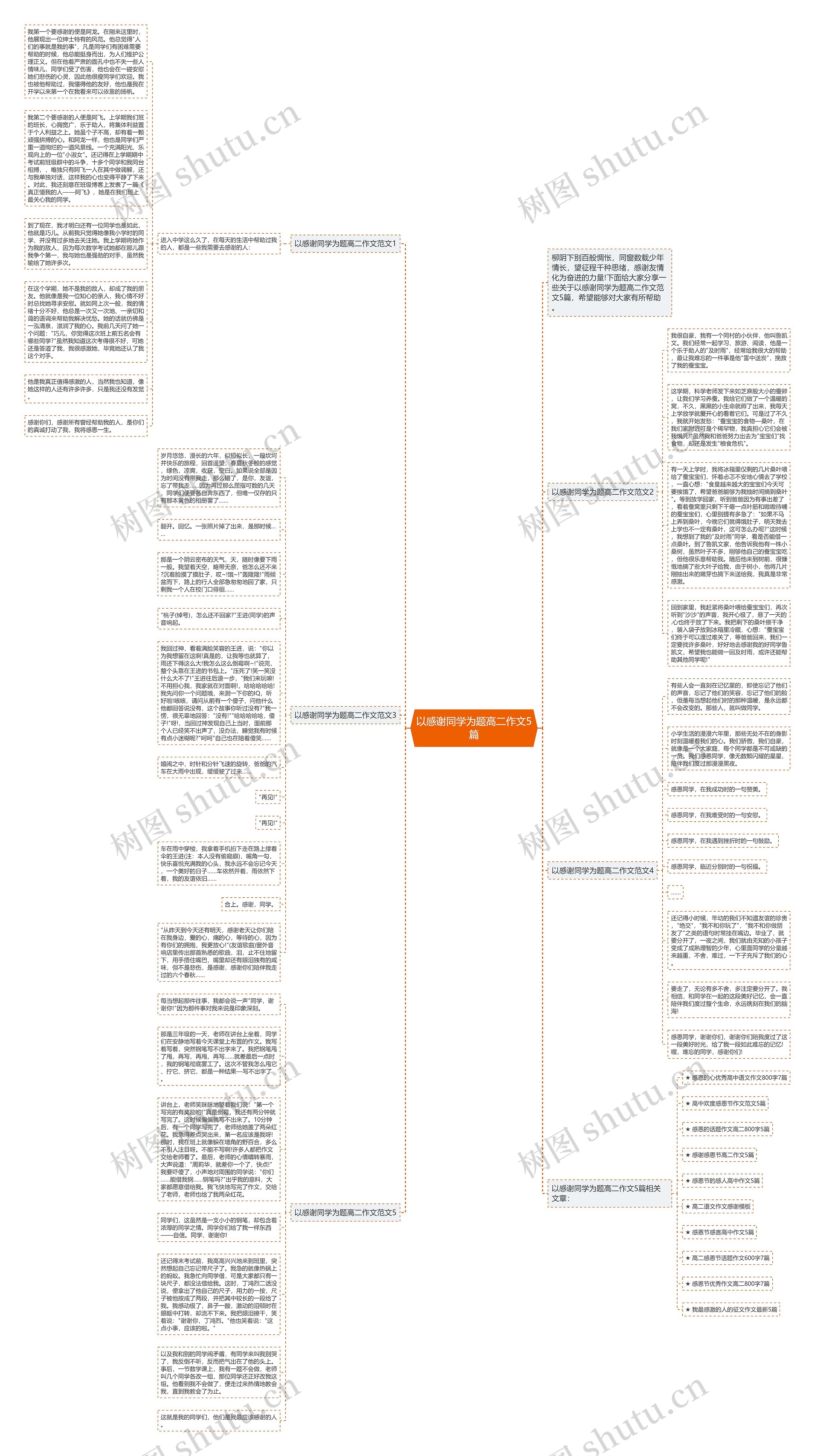 以感谢同学为题高二作文5篇思维导图