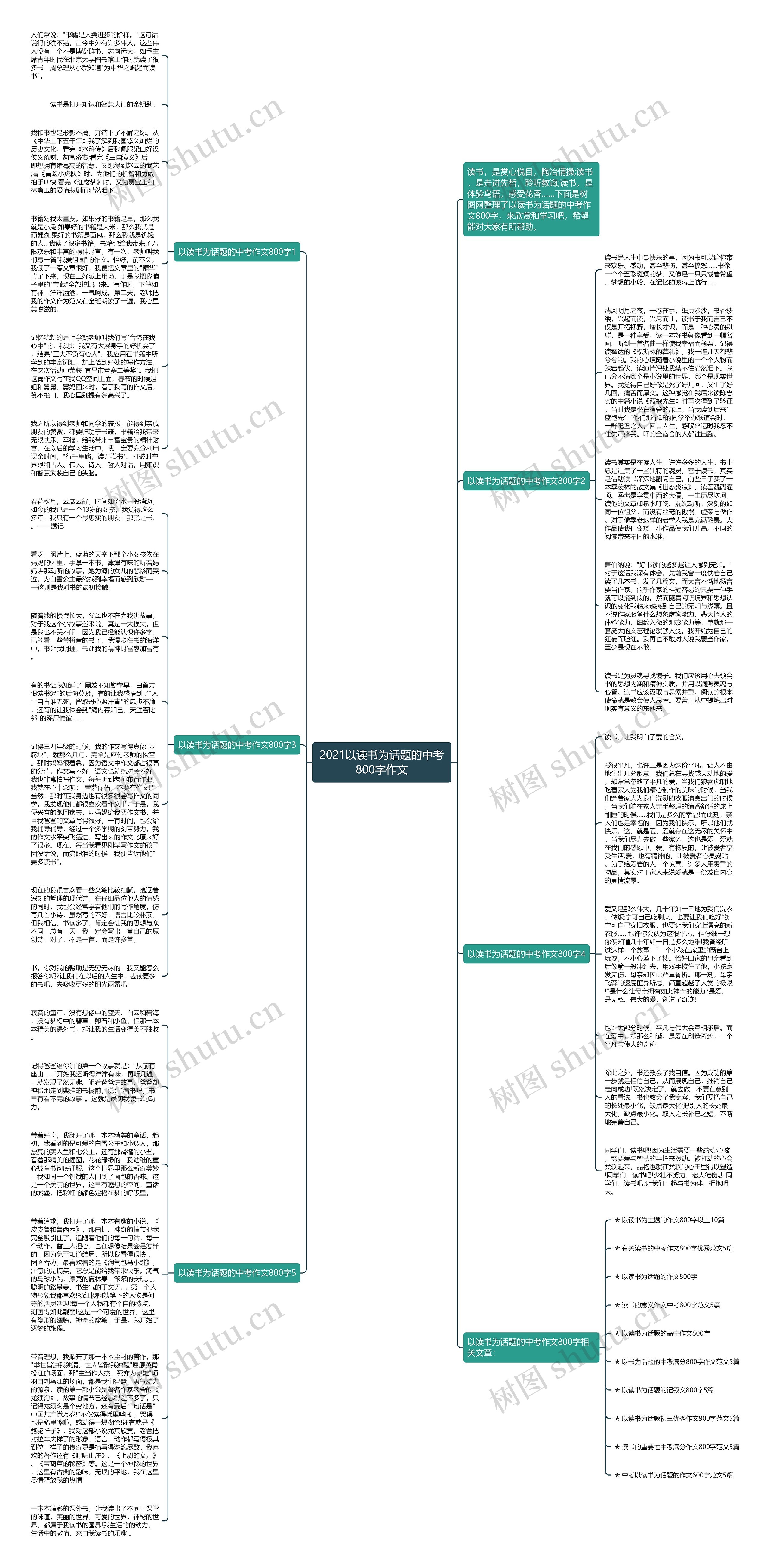 2021以读书为话题的中考800字作文思维导图