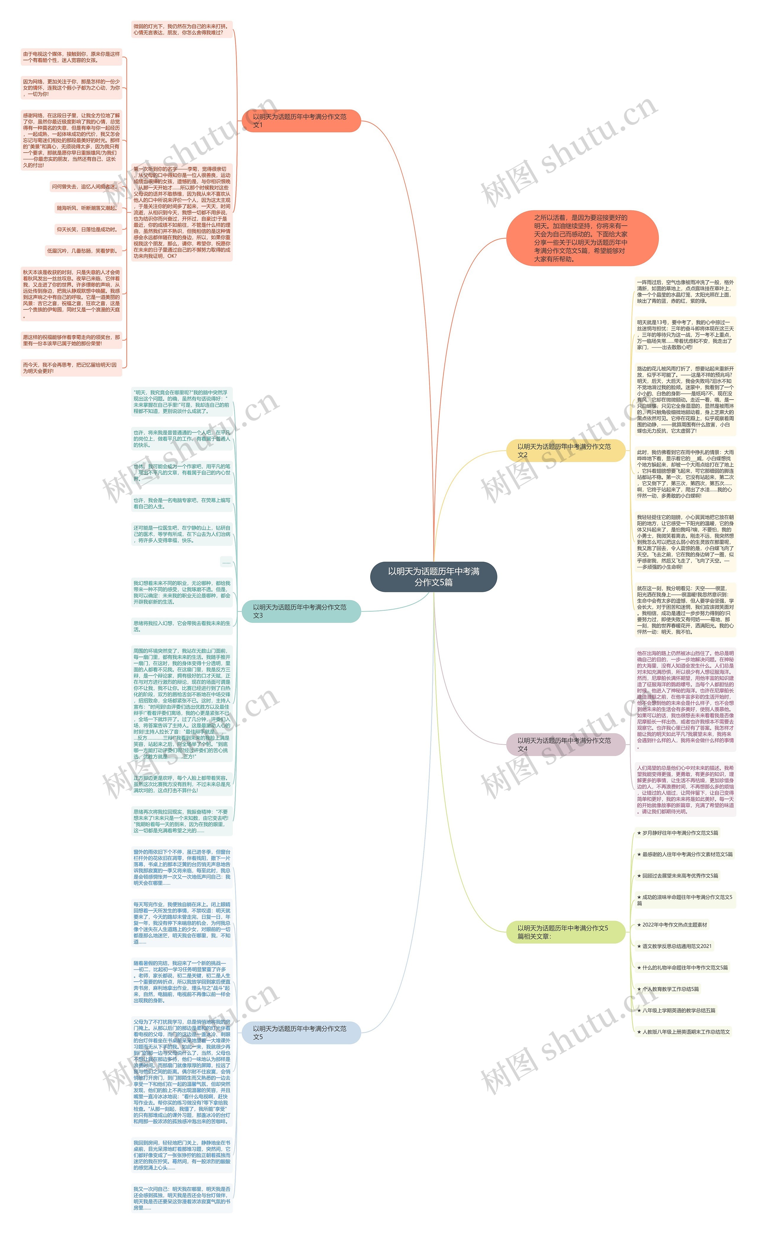 以明天为话题历年中考满分作文5篇思维导图