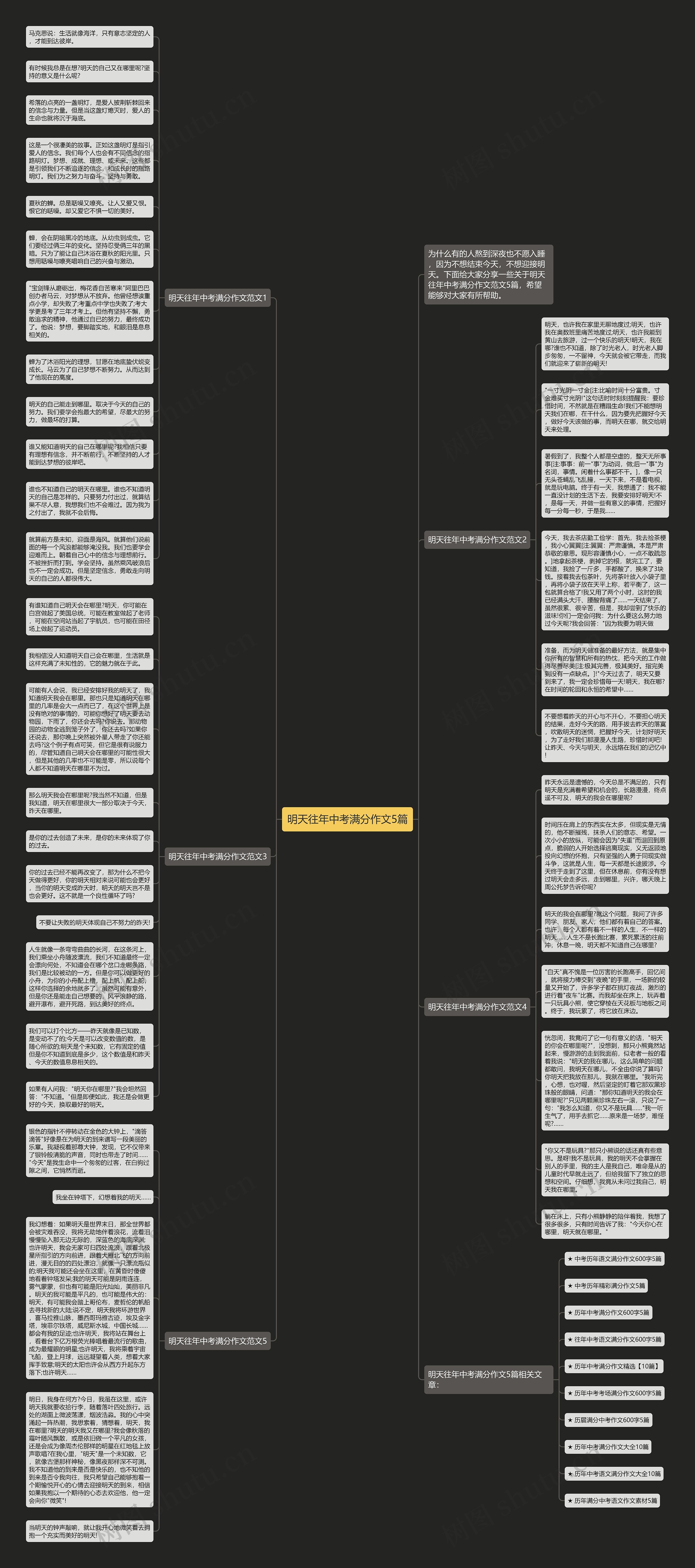 明天往年中考满分作文5篇思维导图