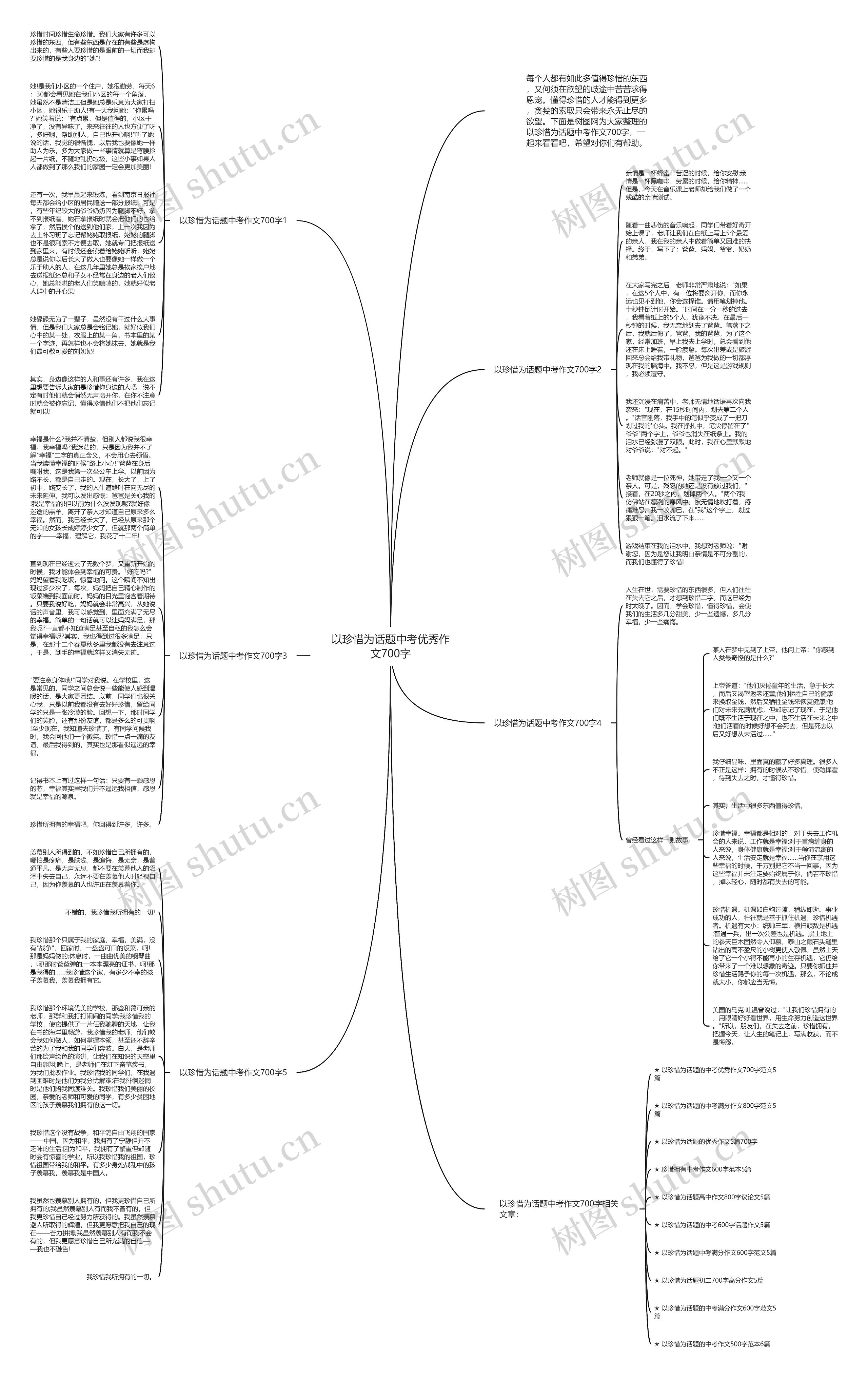 以珍惜为话题中考优秀作文700字思维导图