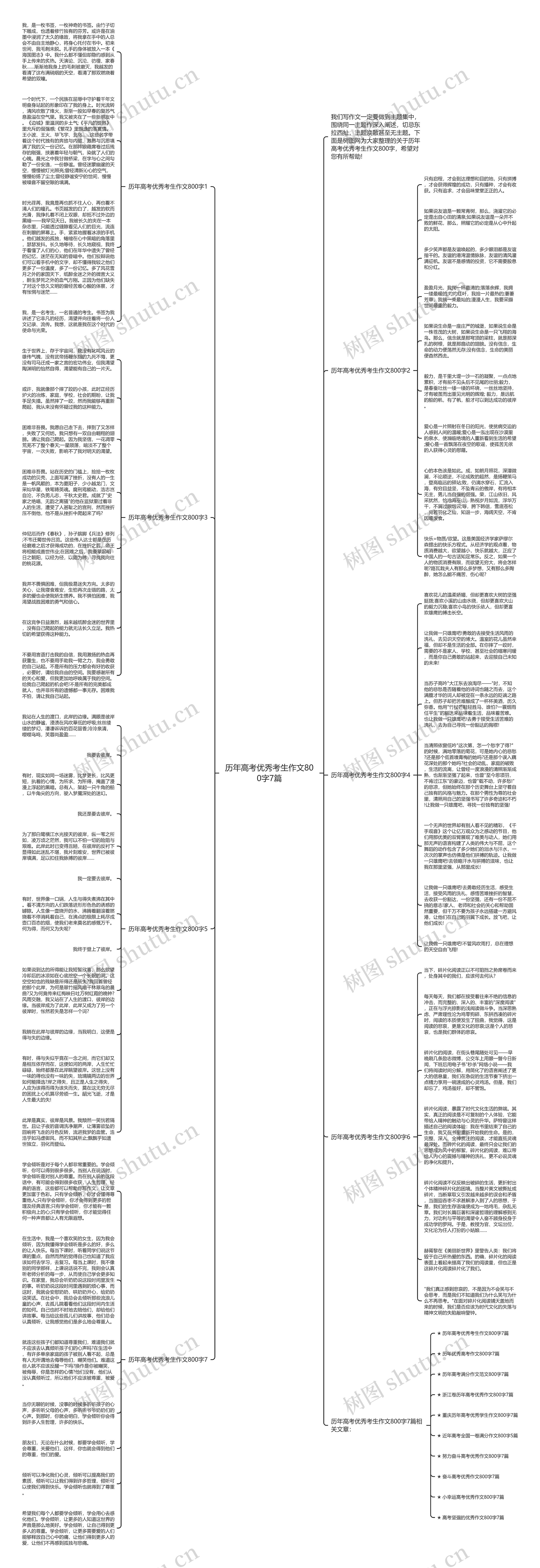 历年高考优秀考生作文800字7篇思维导图