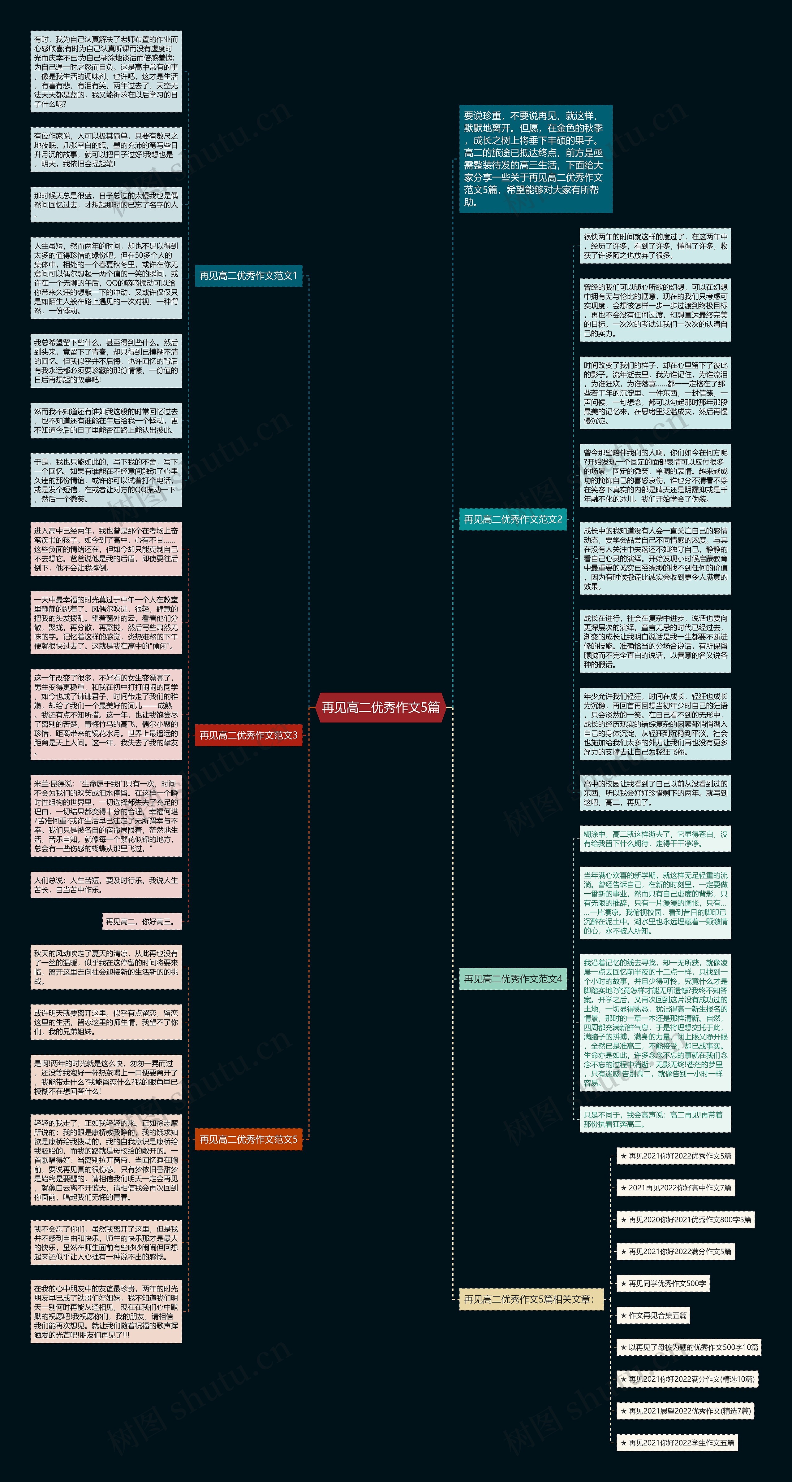 再见高二优秀作文5篇思维导图