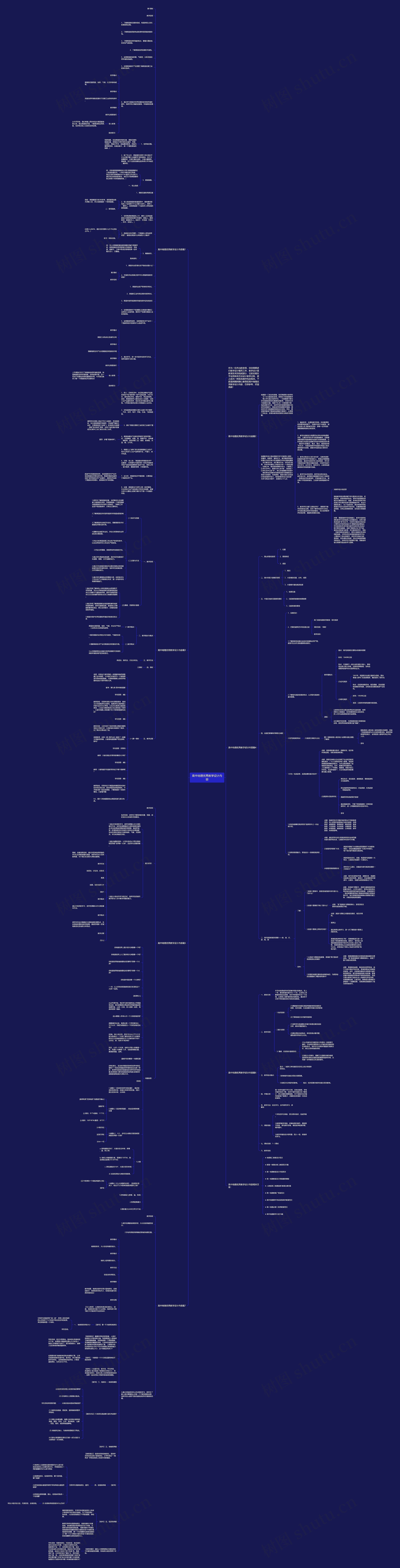 高中地理优秀教学设计内容思维导图
