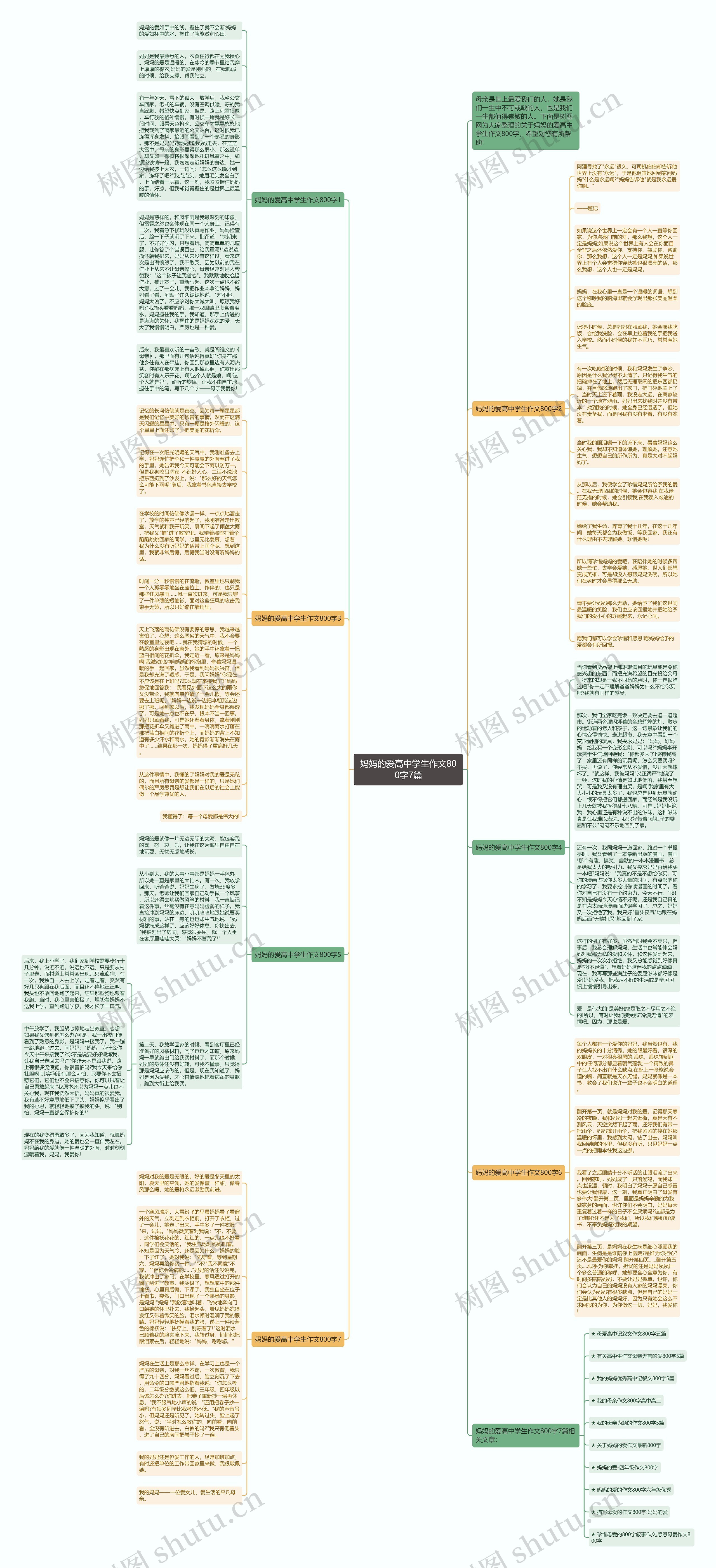 妈妈的爱高中学生作文800字7篇思维导图