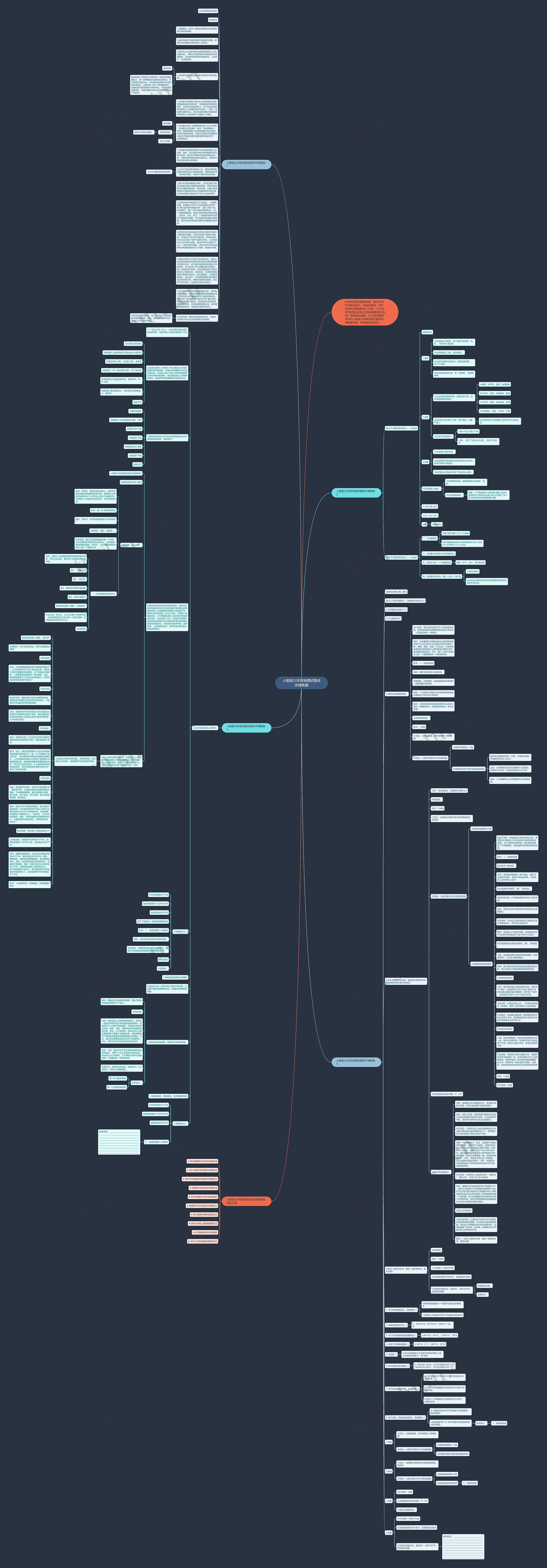人教版九年级地理试卷讲评课教案思维导图