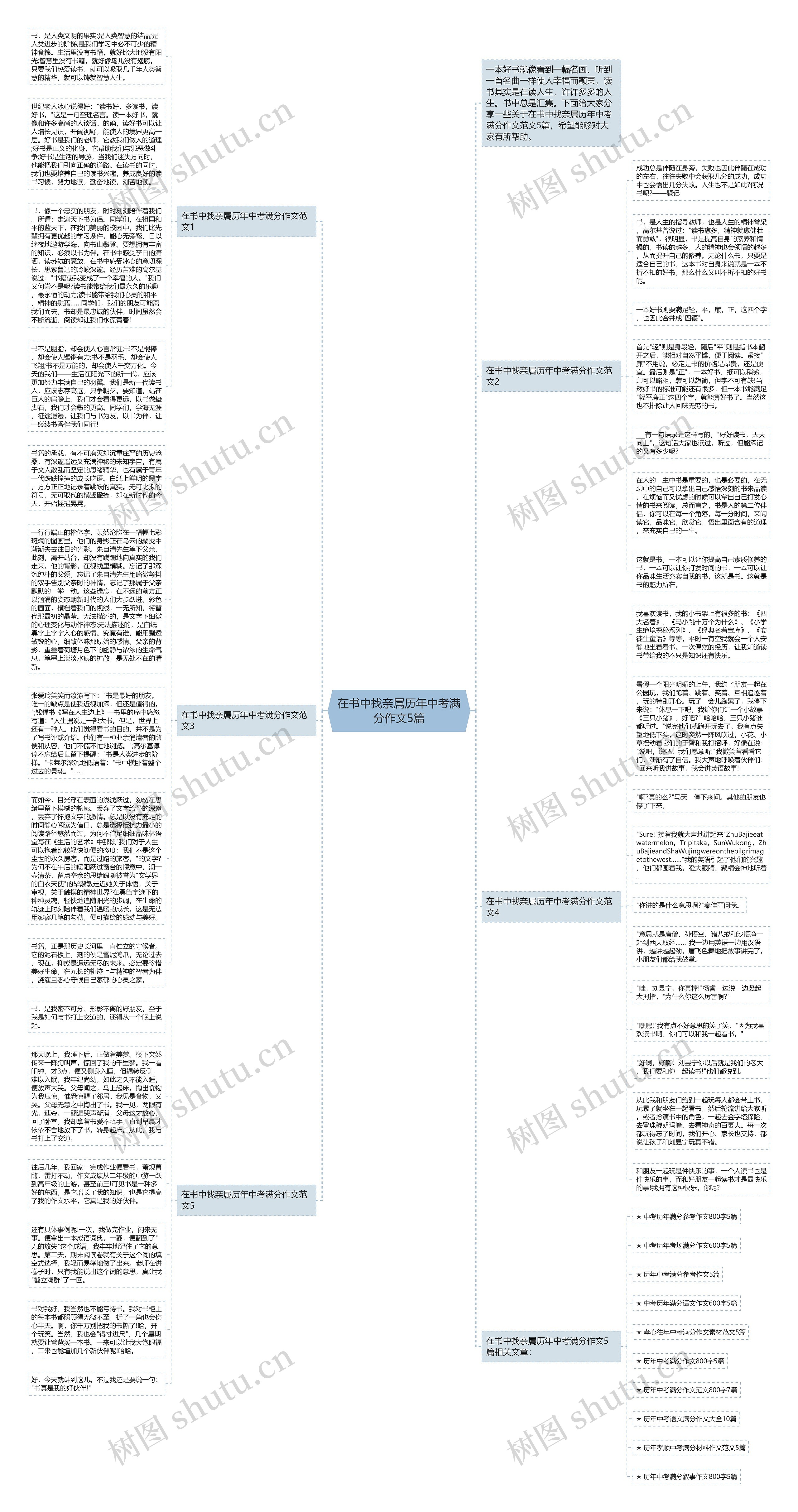 在书中找亲属历年中考满分作文5篇思维导图