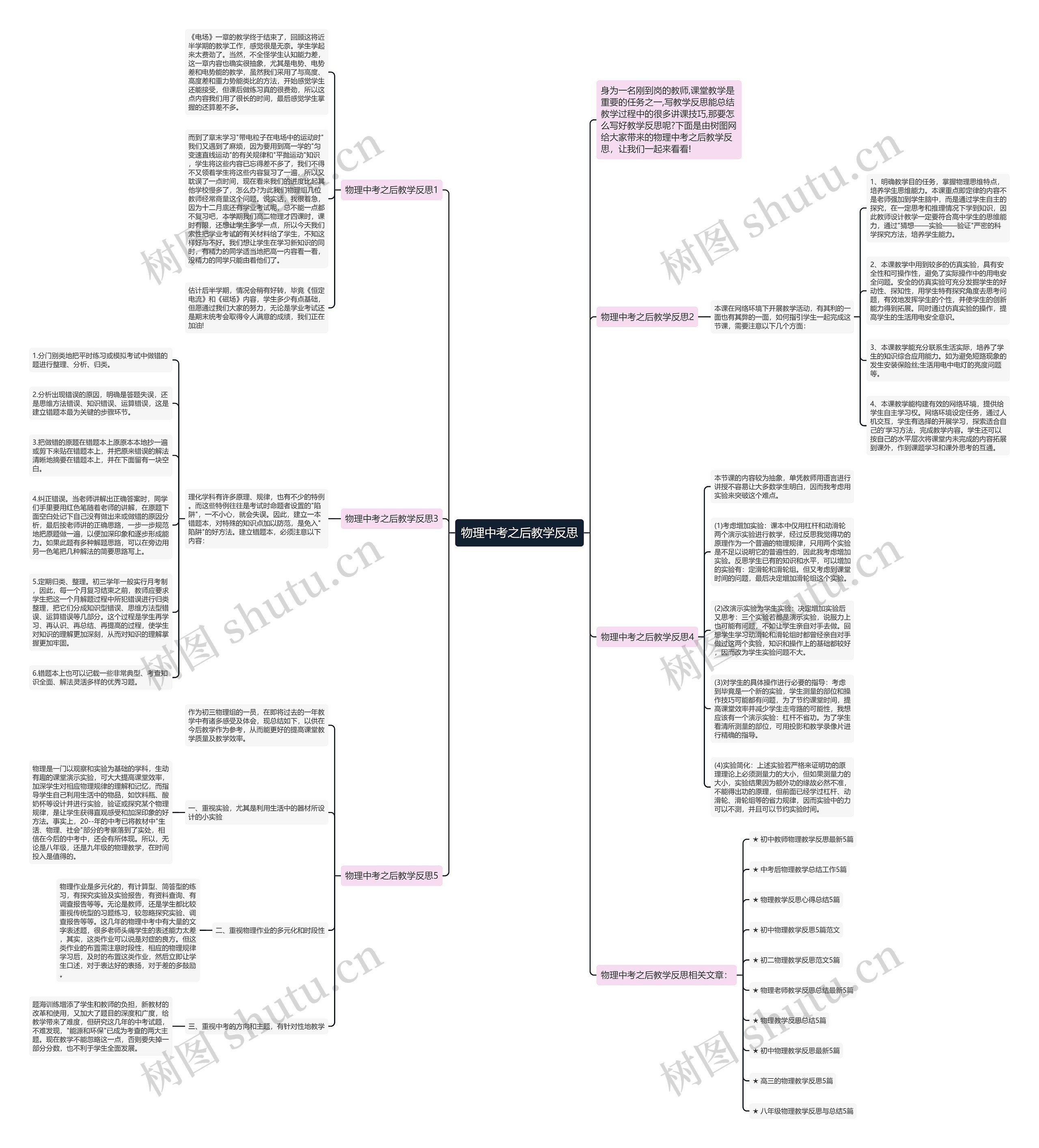 物理中考之后教学反思思维导图