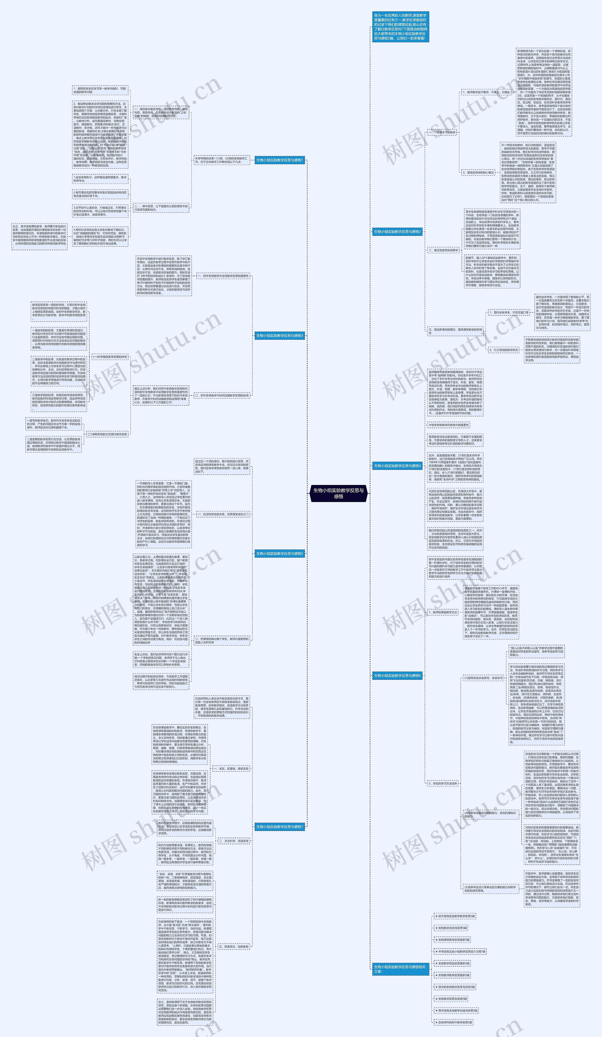 生物小组实验教学反思与感悟思维导图