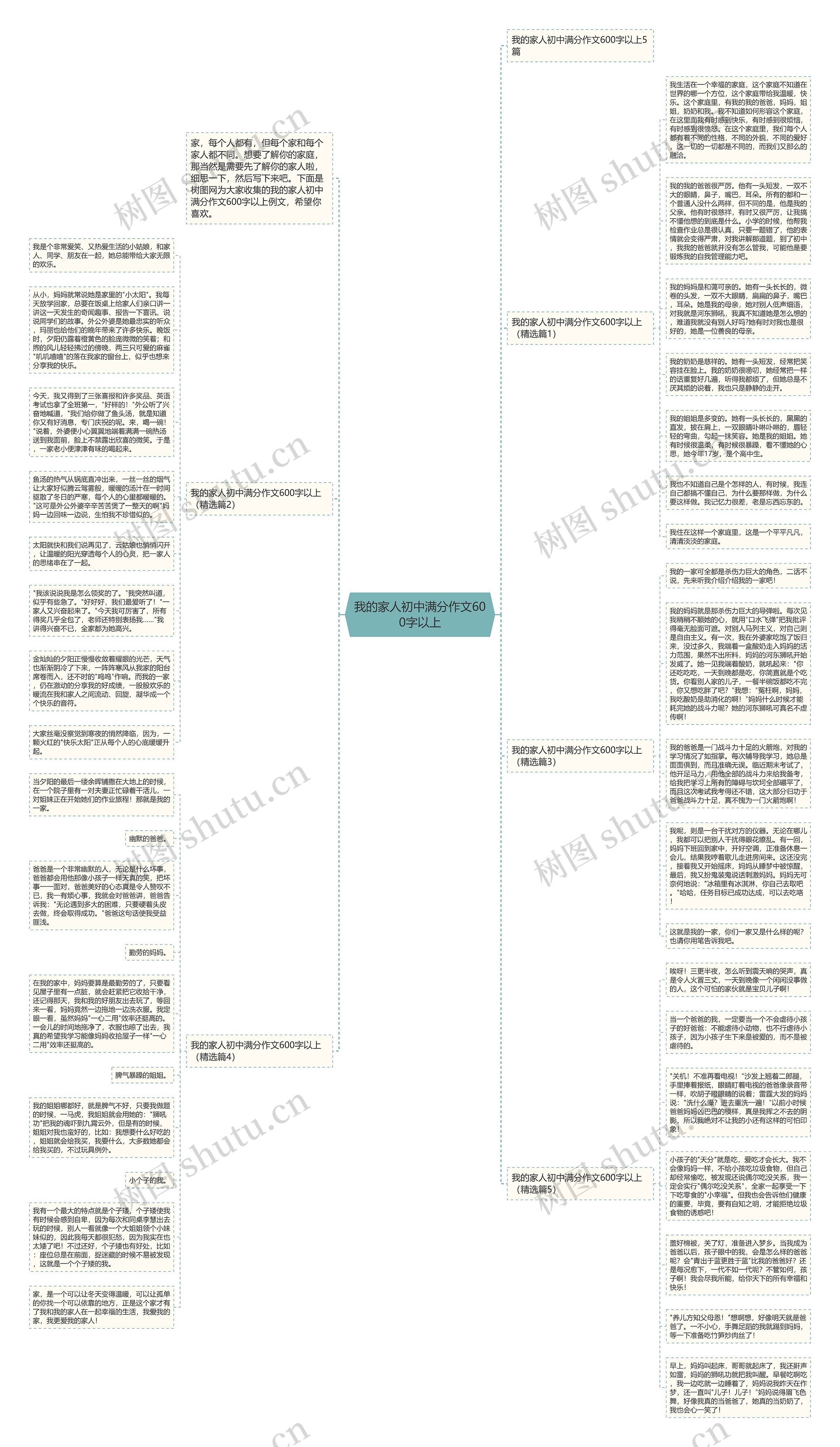 我的家人初中满分作文600字以上思维导图