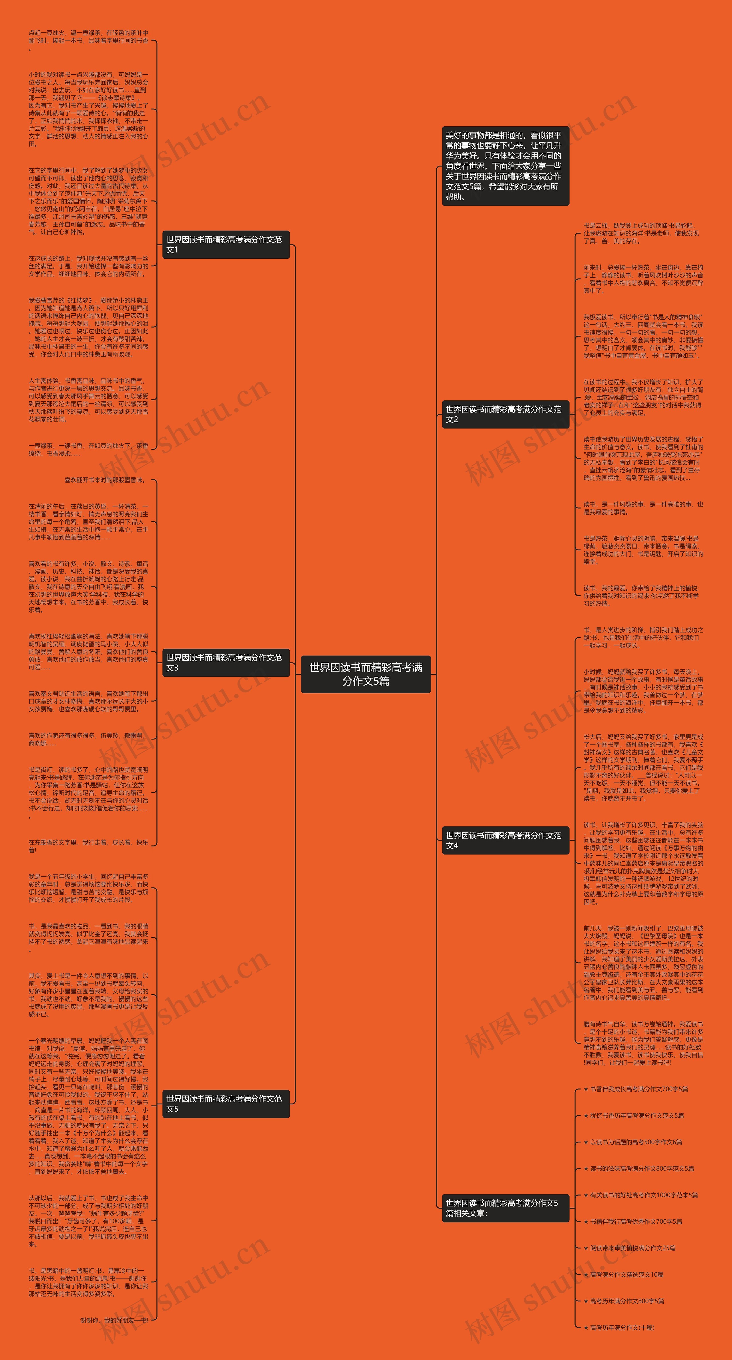 世界因读书而精彩高考满分作文5篇思维导图