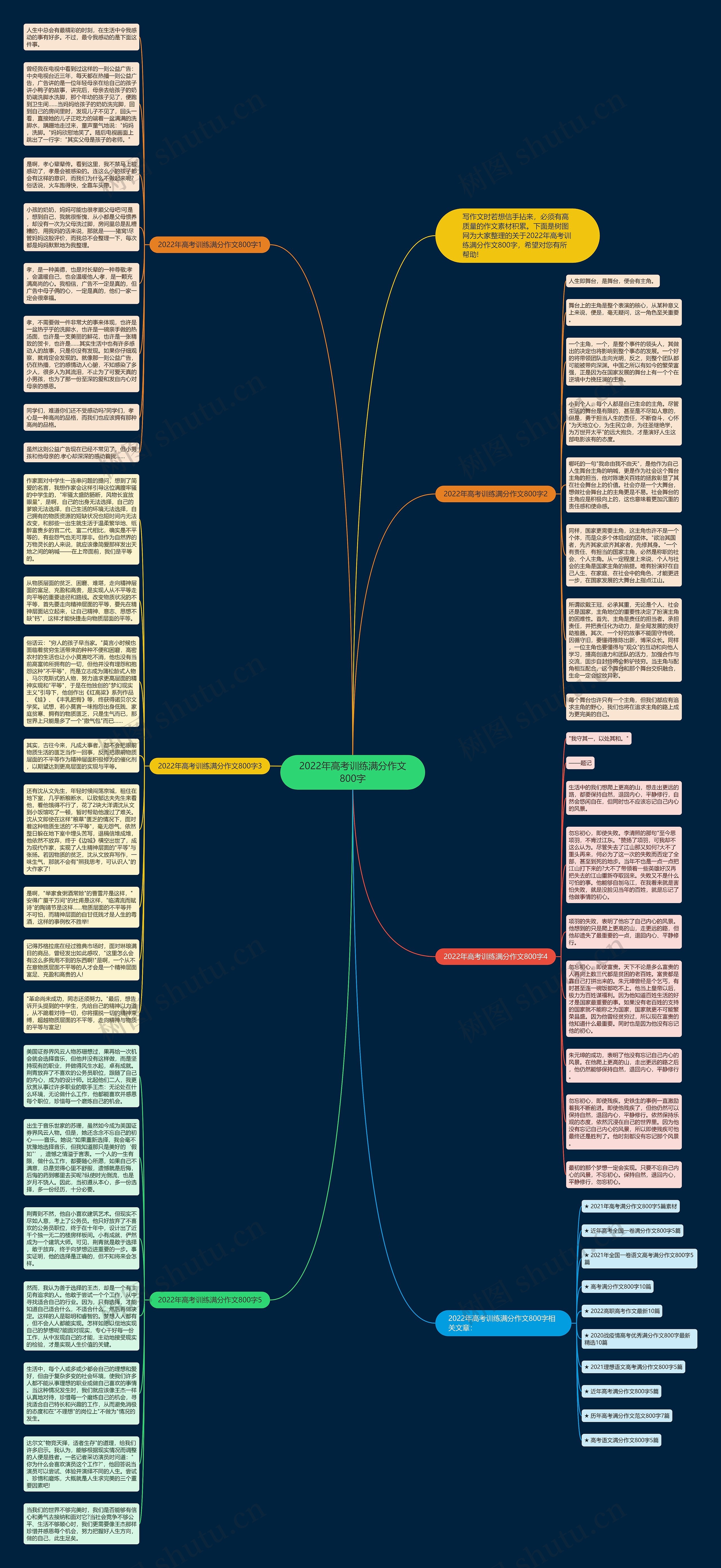 2022年高考训练满分作文800字思维导图