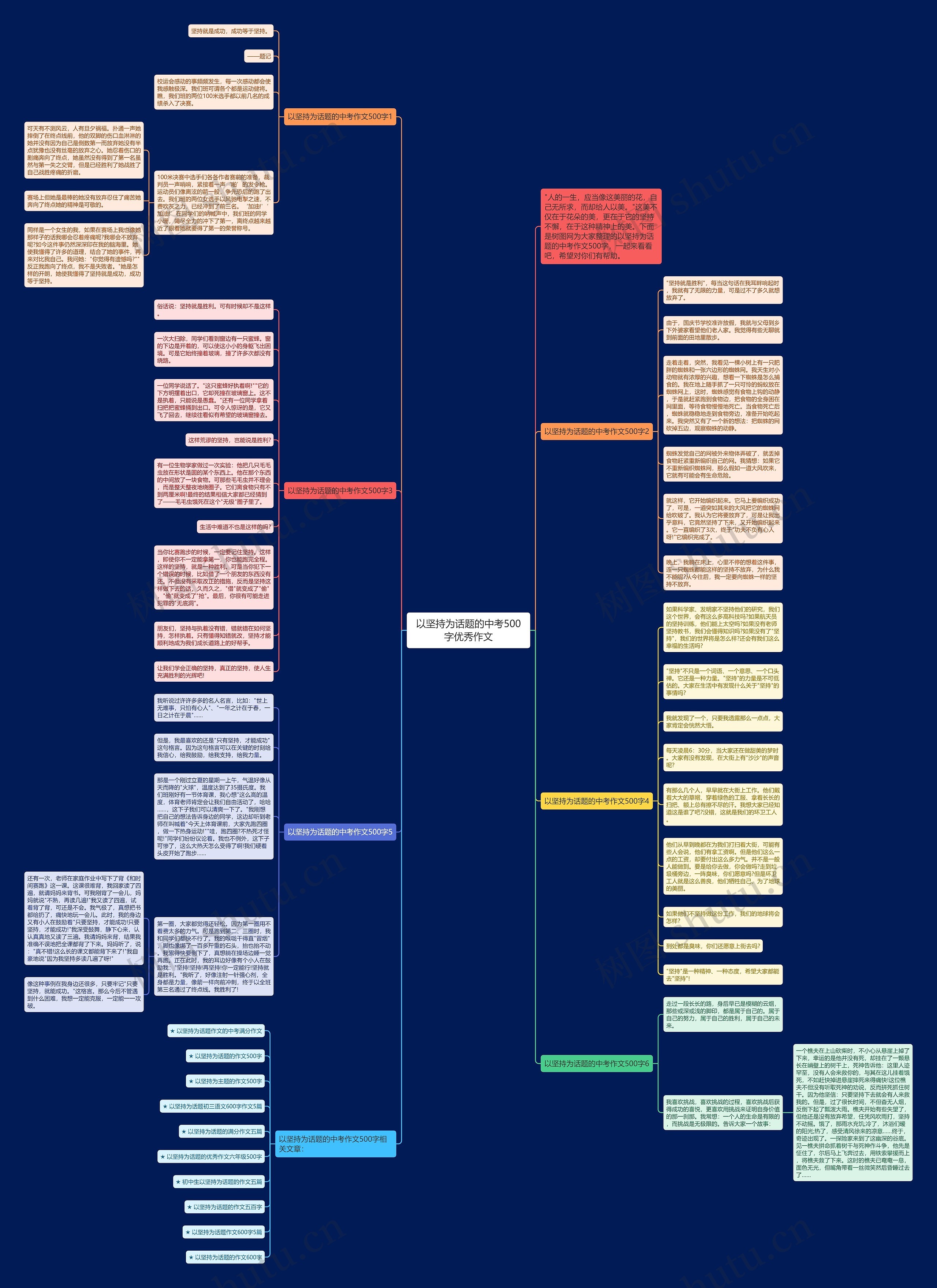以坚持为话题的中考500字优秀作文思维导图