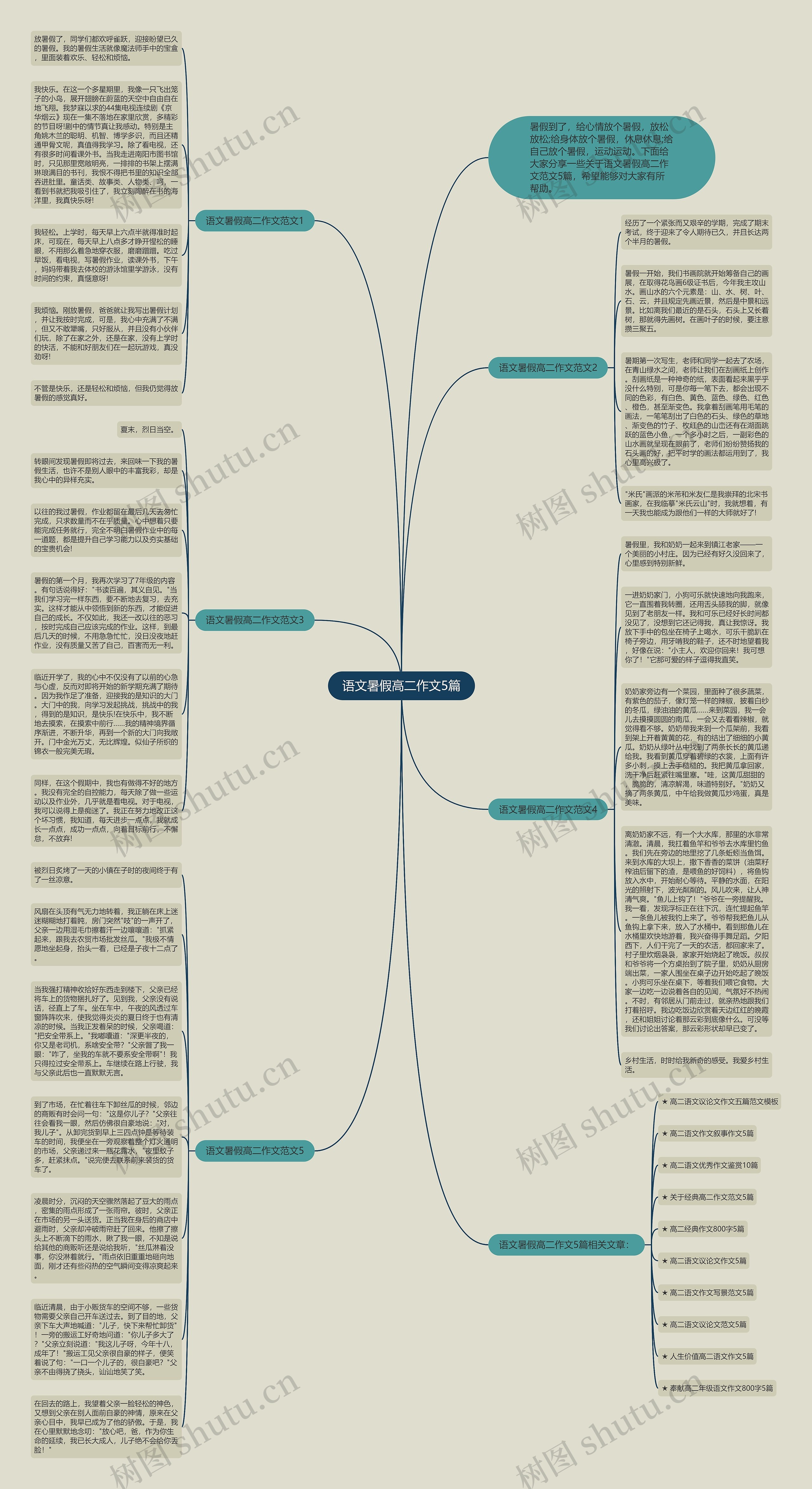 语文暑假高二作文5篇思维导图