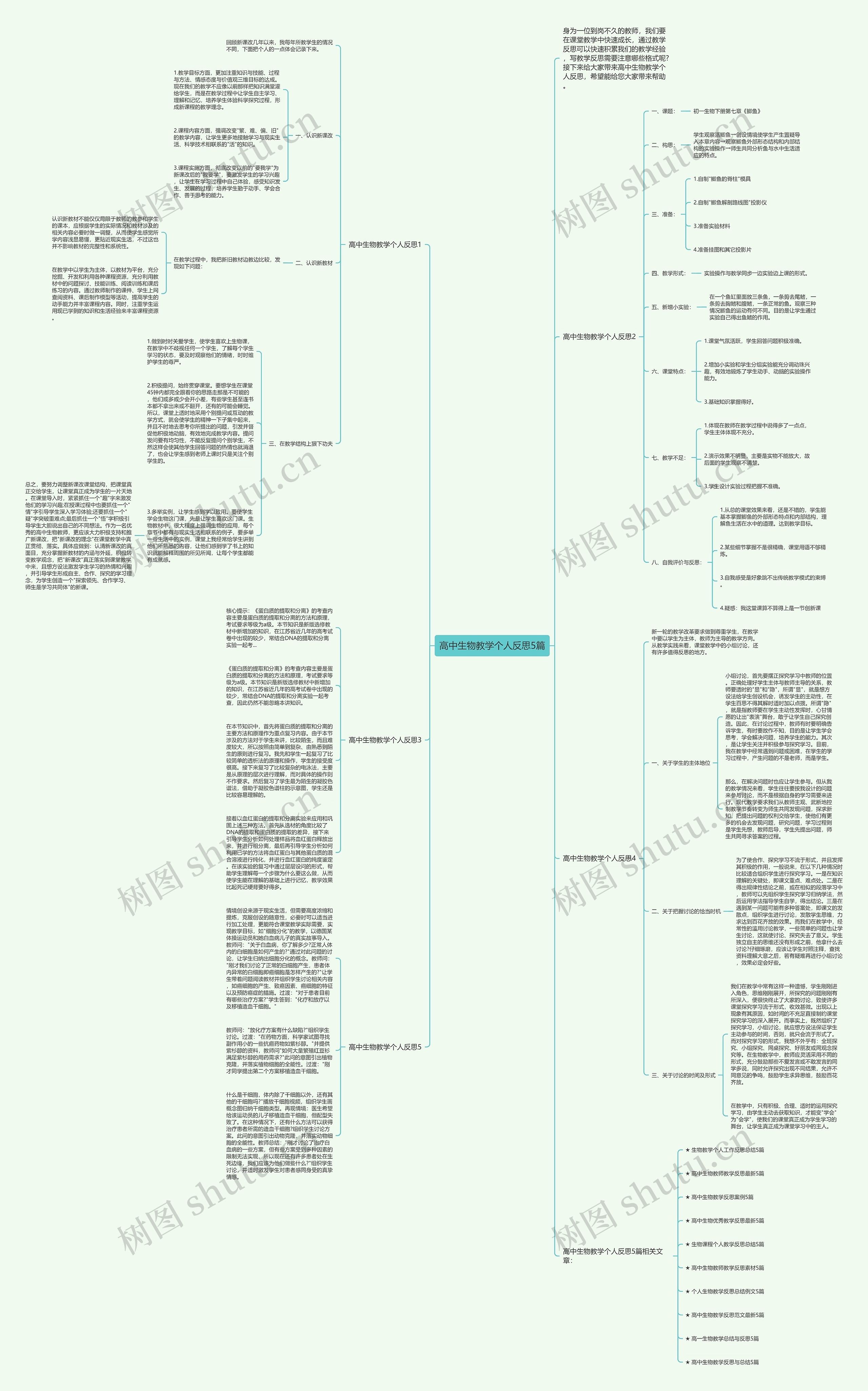 高中生物教学个人反思5篇思维导图