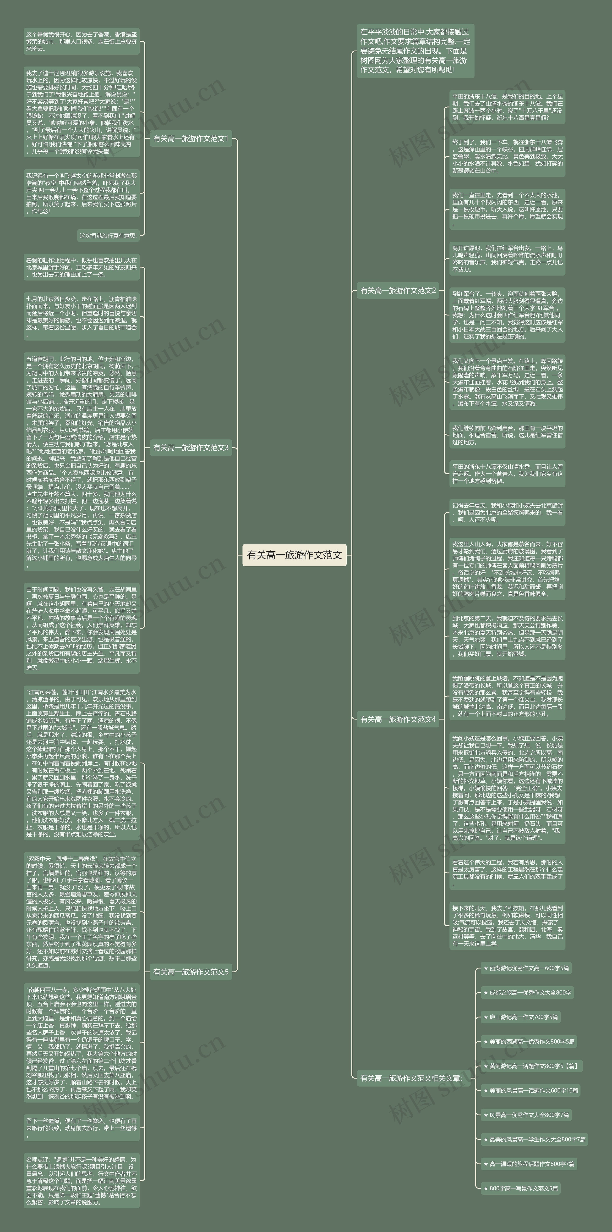 有关高一旅游作文范文思维导图