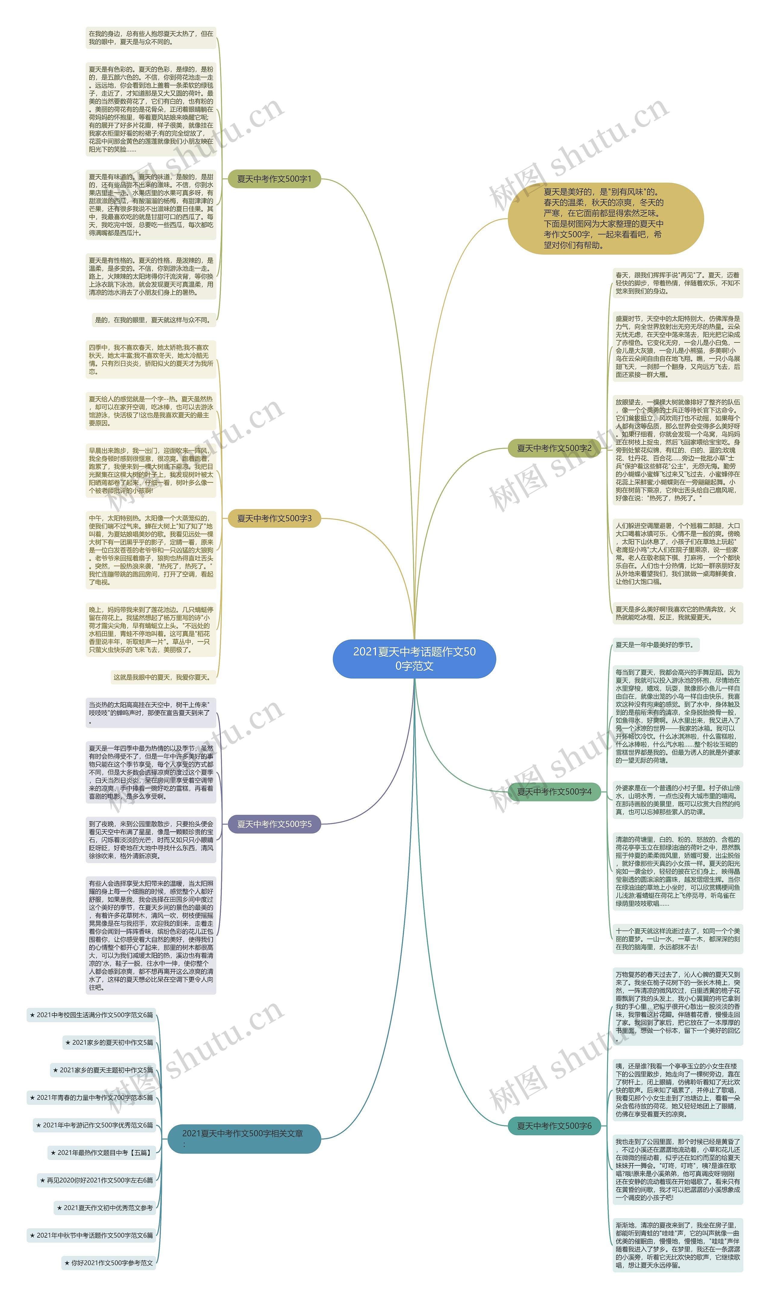 2021夏天中考话题作文500字范文思维导图