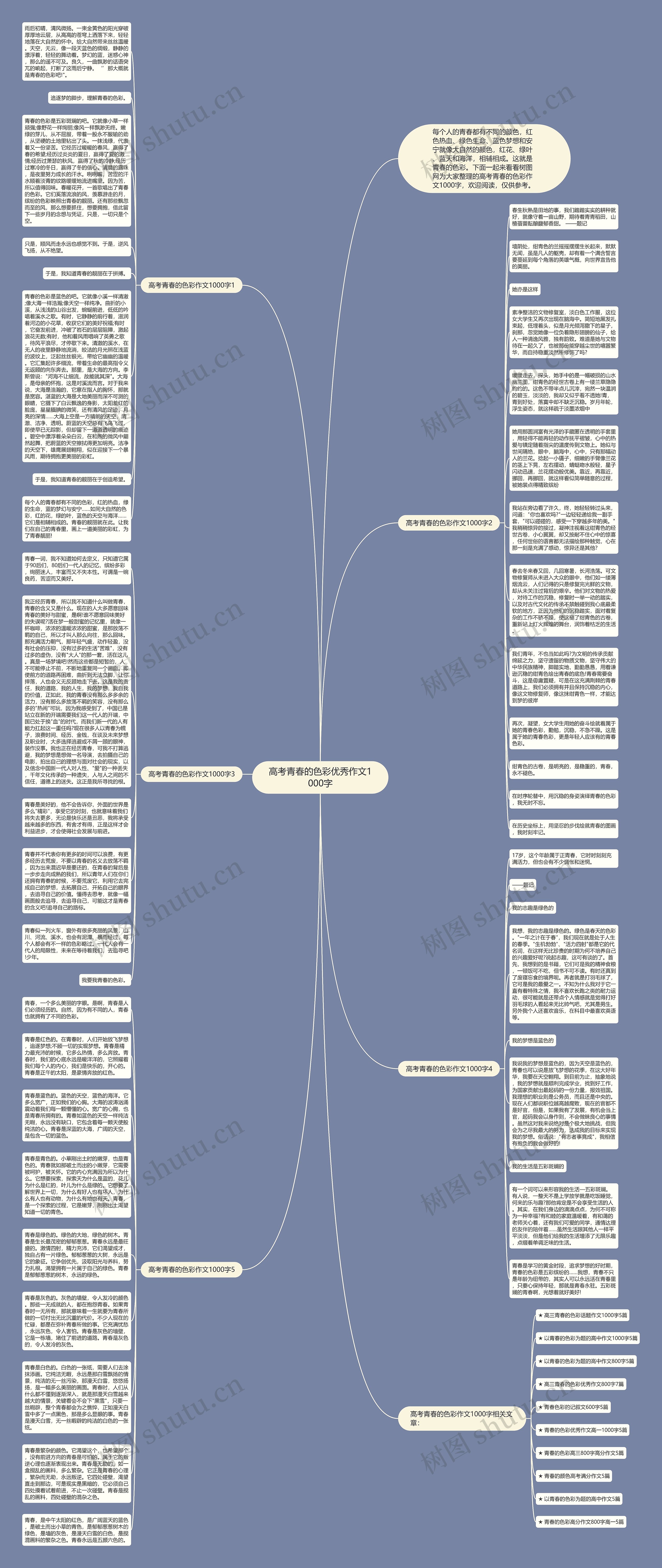 高考青春的色彩优秀作文1000字思维导图