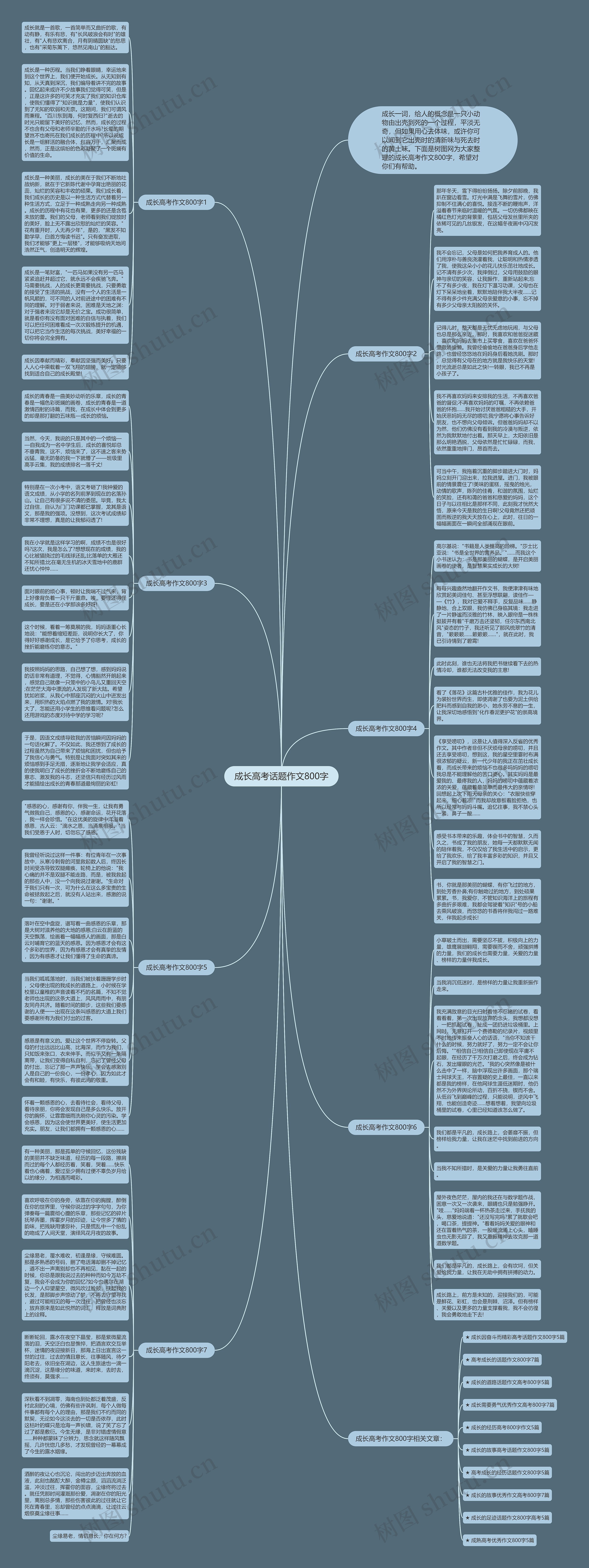 成长高考话题作文800字思维导图