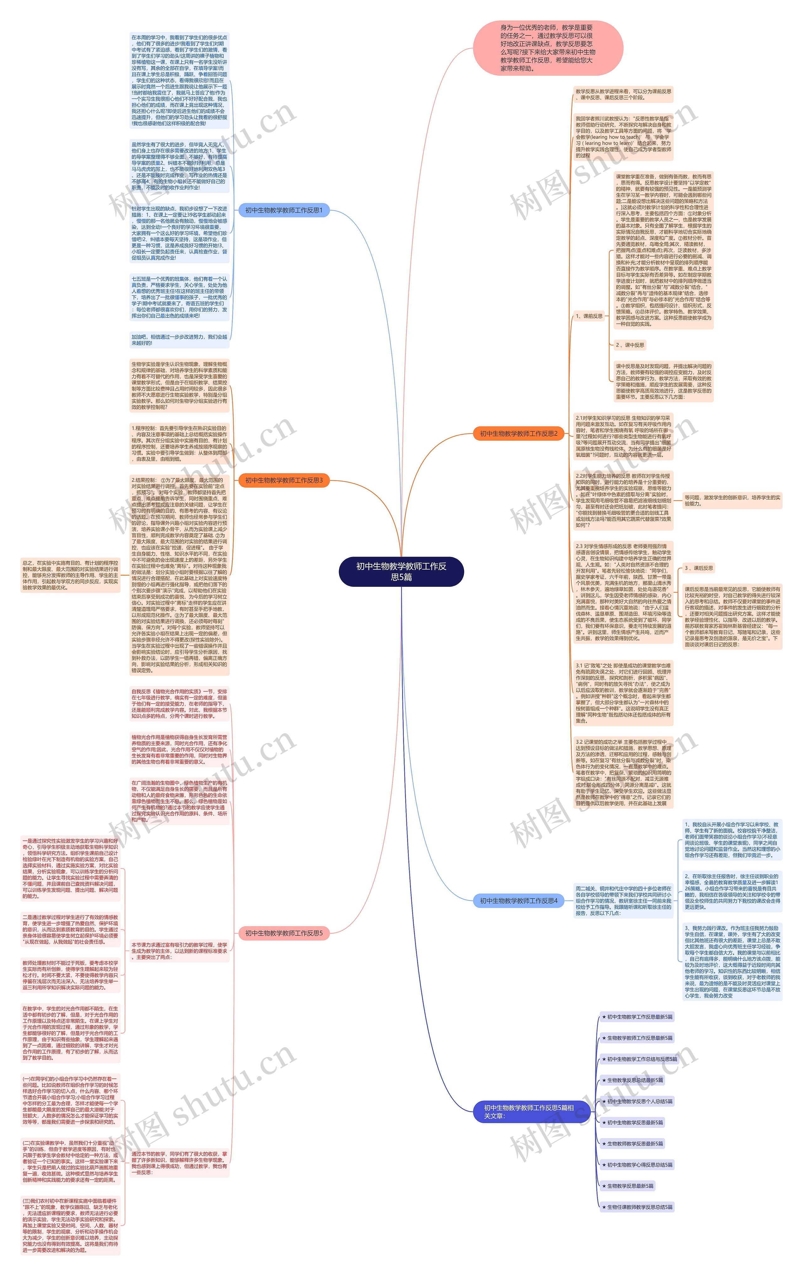 初中生物教学教师工作反思5篇思维导图