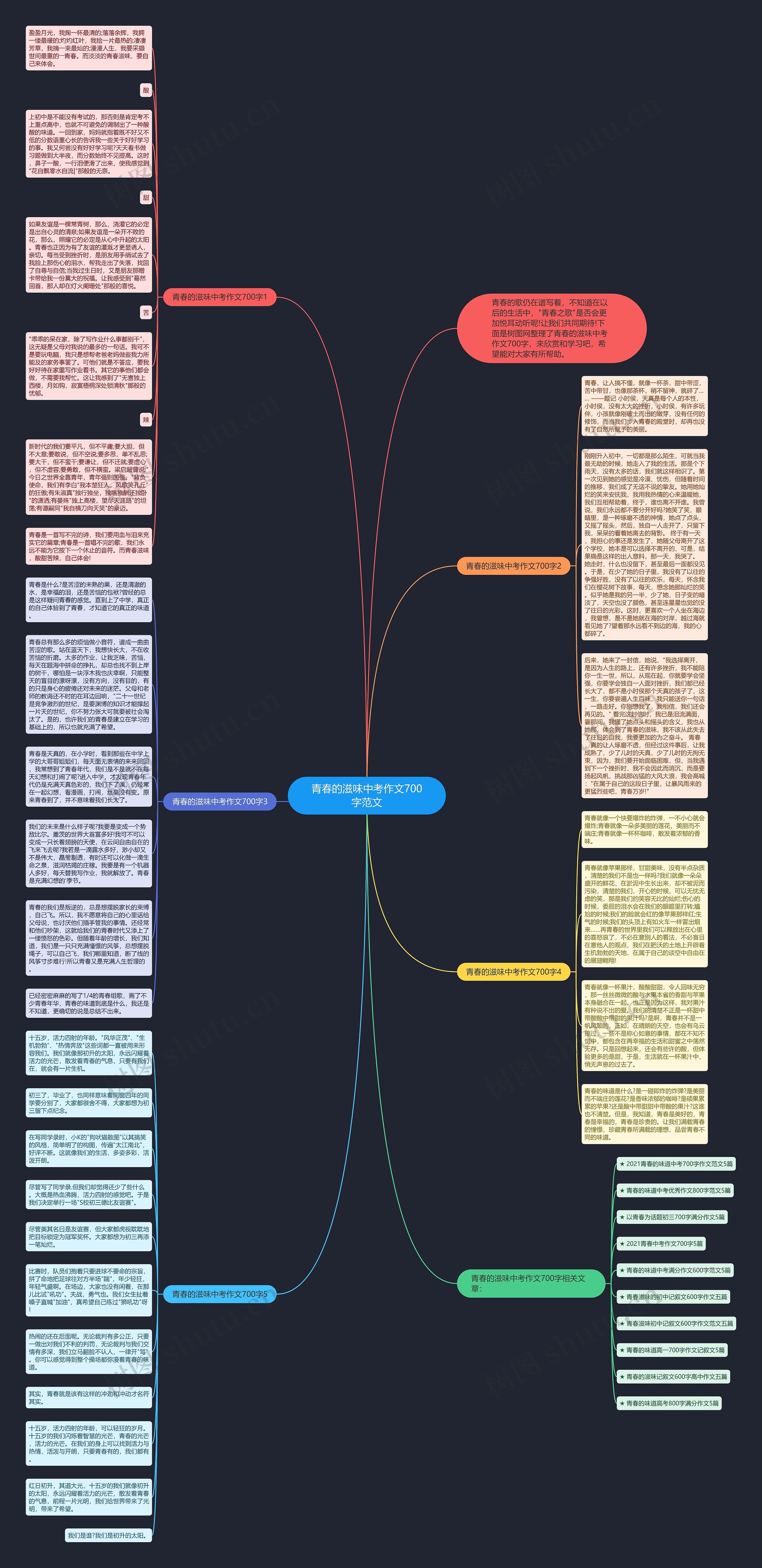 青春的滋味中考作文700字范文思维导图