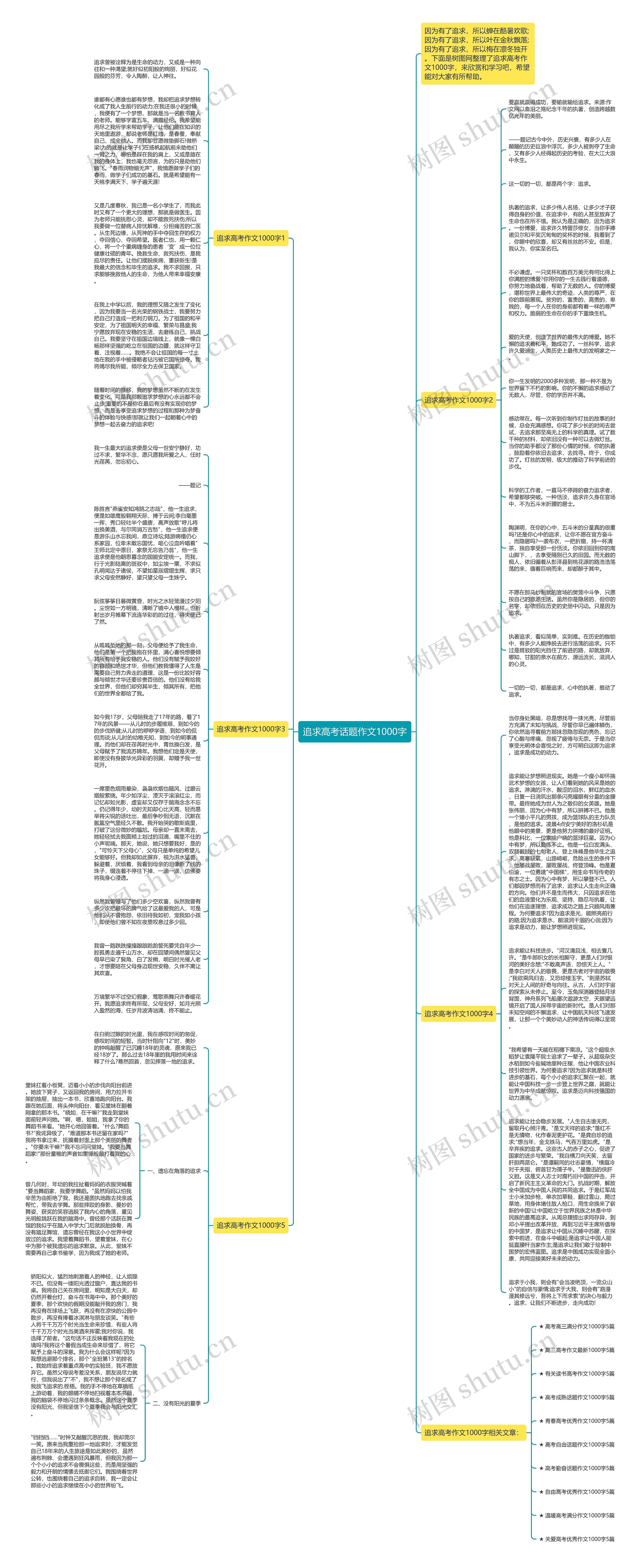 追求高考话题作文1000字思维导图