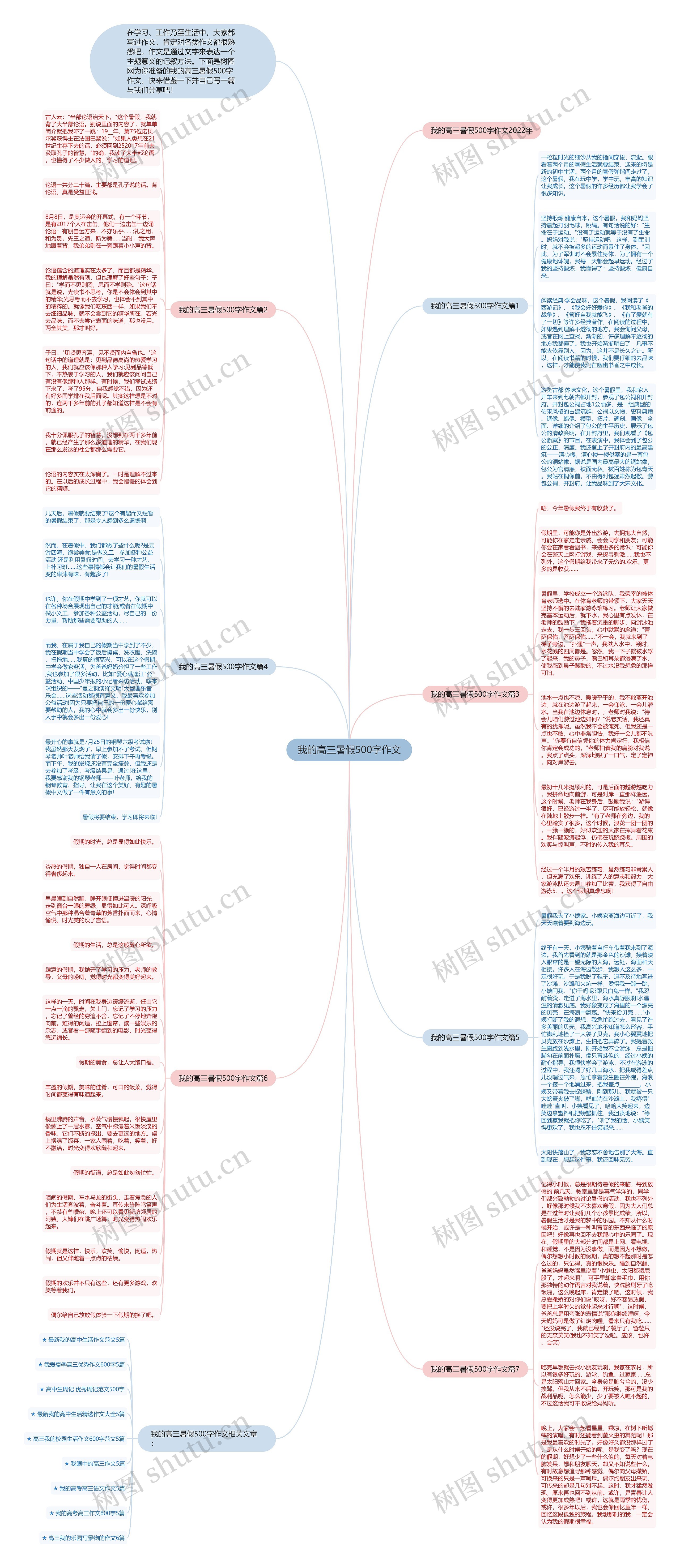 我的高三暑假500字作文思维导图