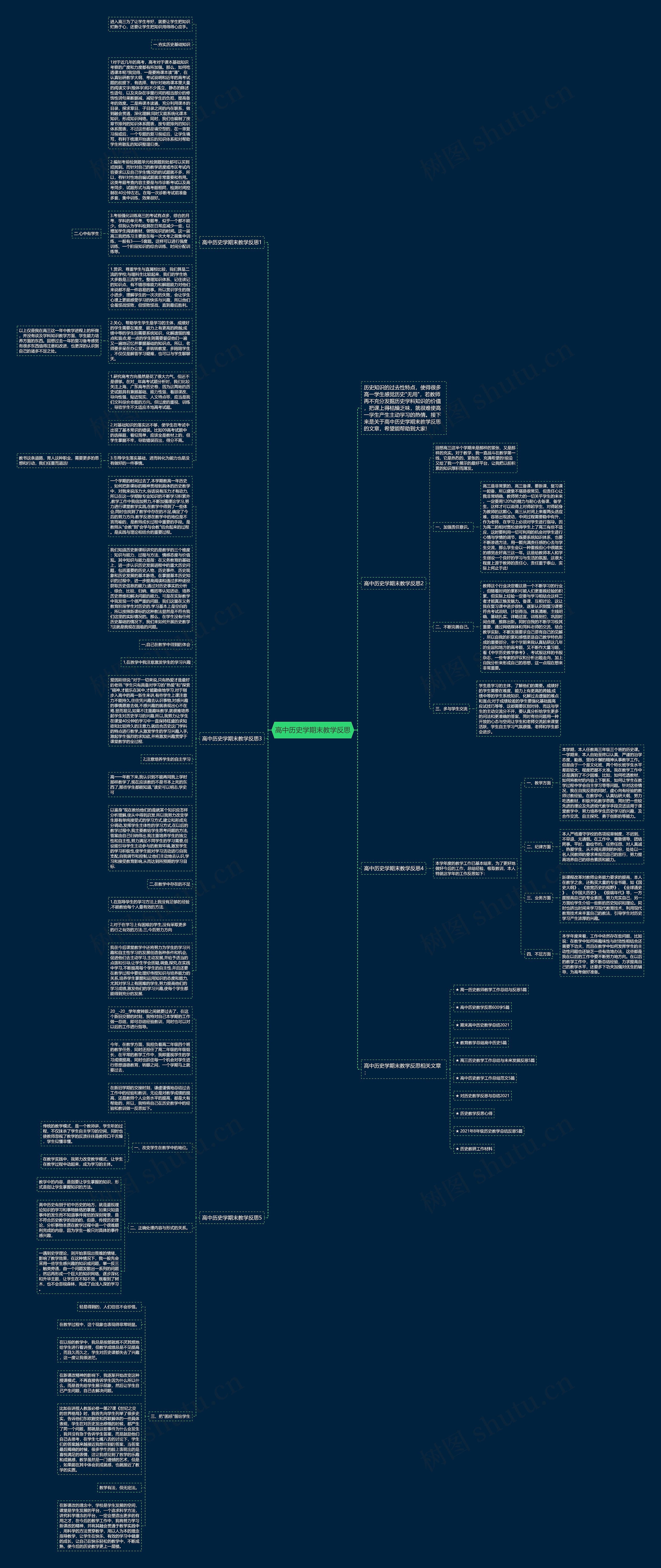 高中历史学期末教学反思思维导图