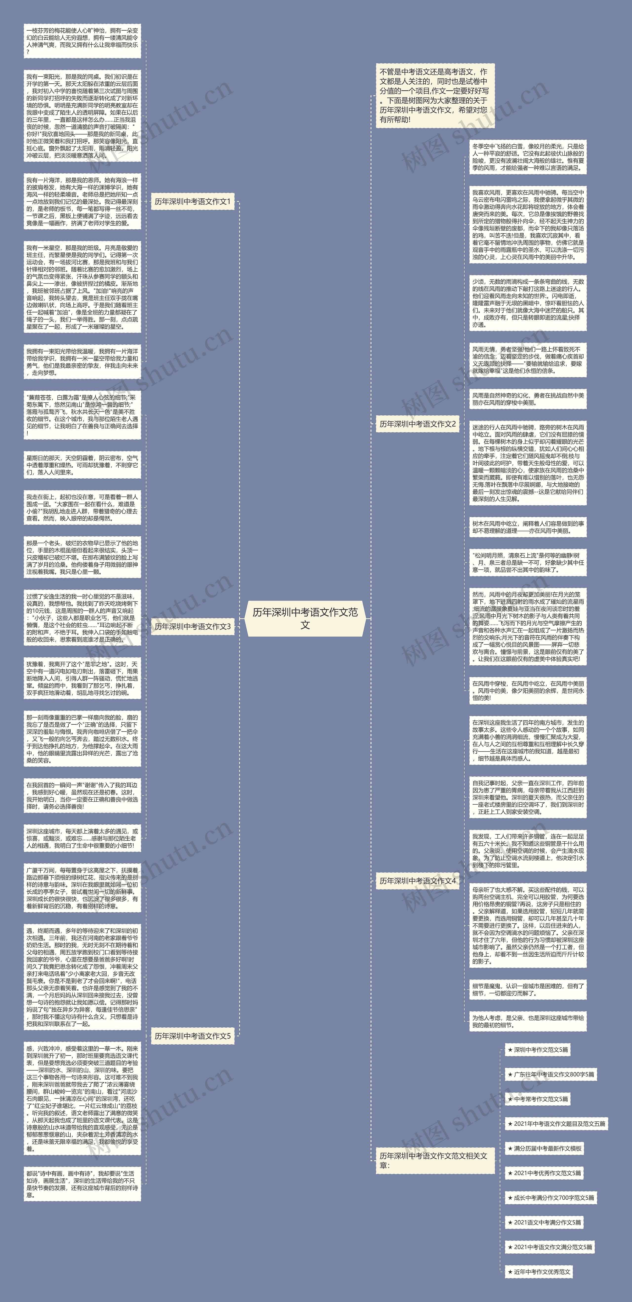 历年深圳中考语文作文范文思维导图