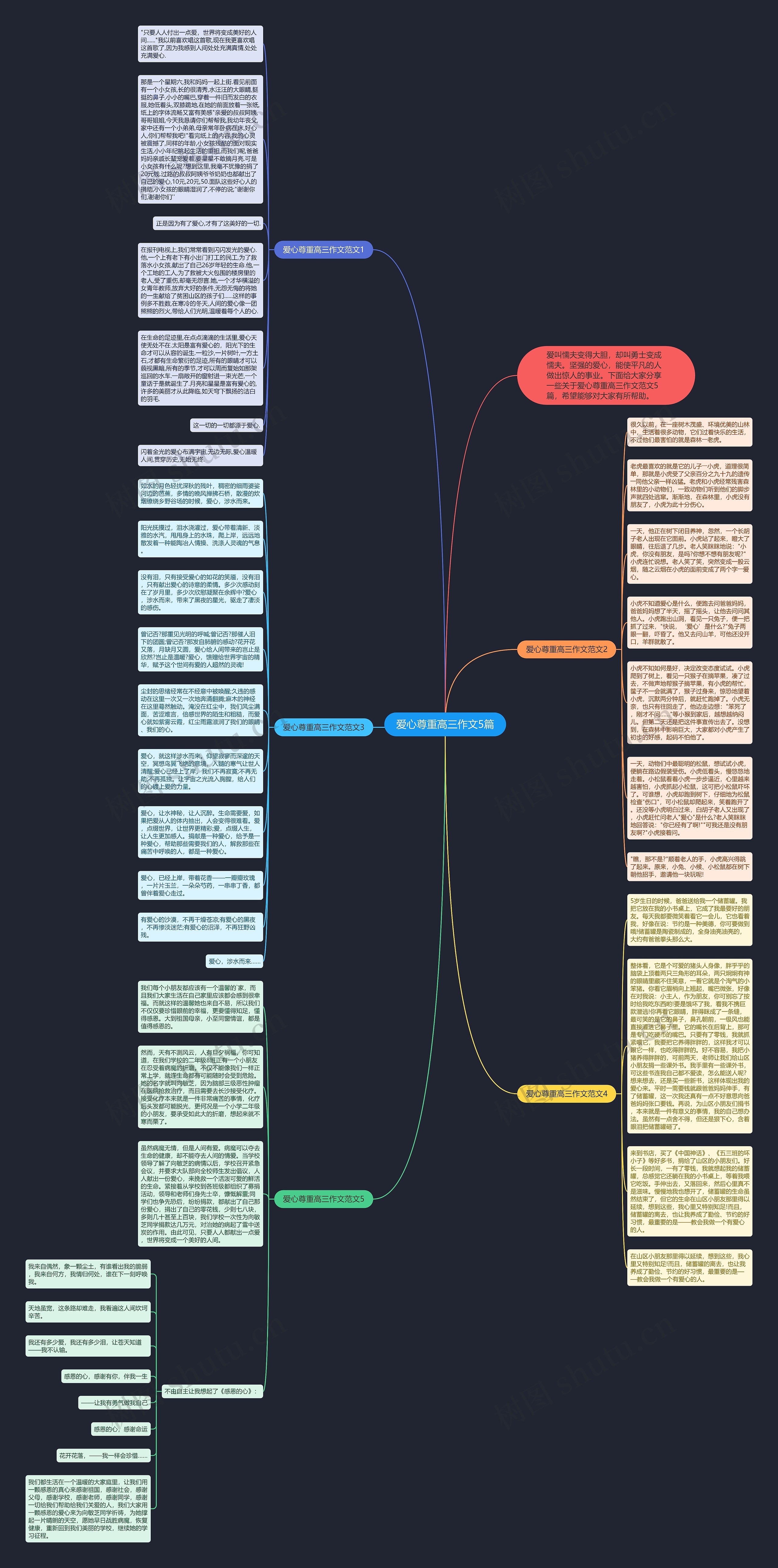 爱心尊重高三作文5篇思维导图