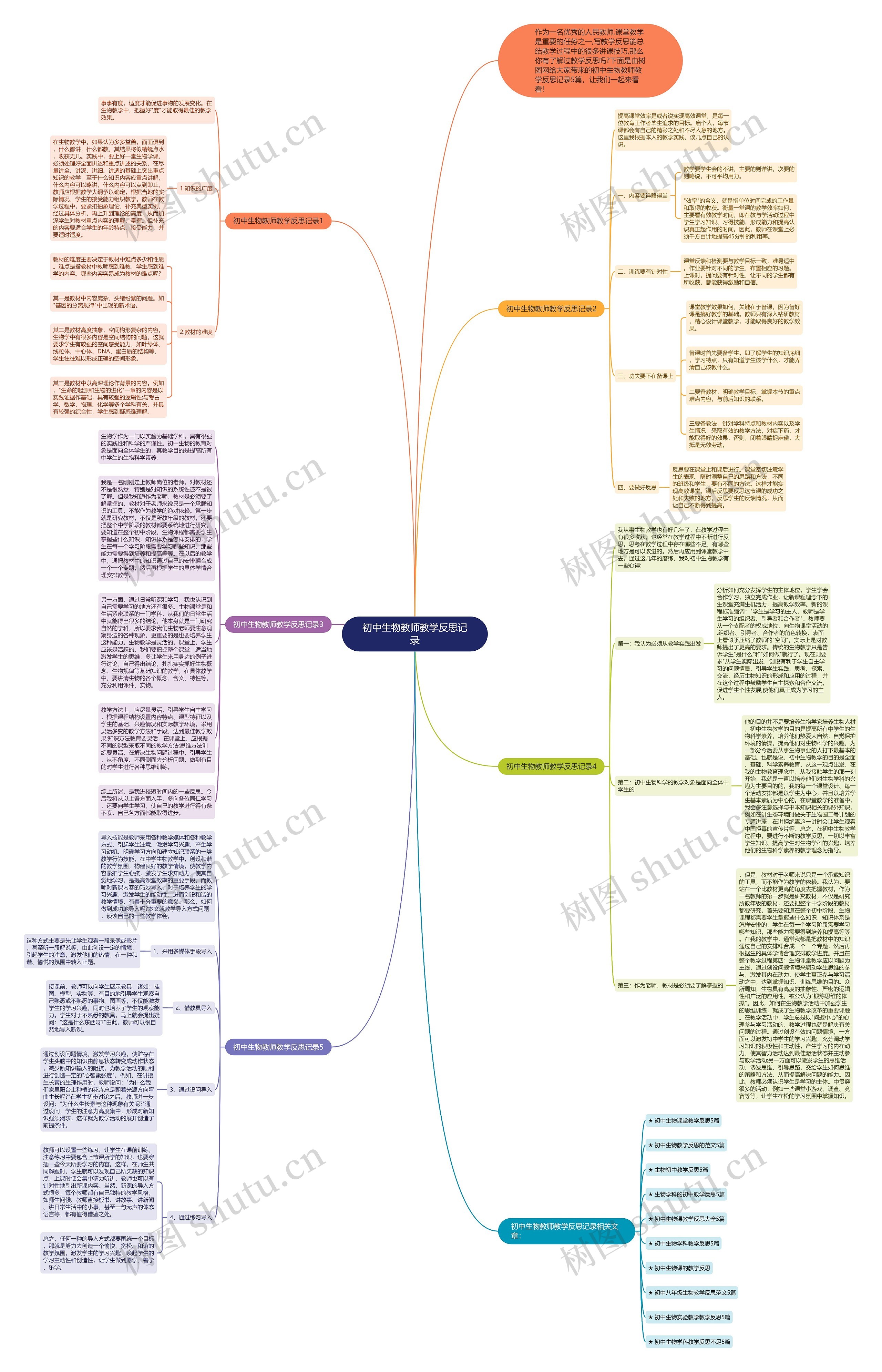 初中生物教师教学反思记录思维导图