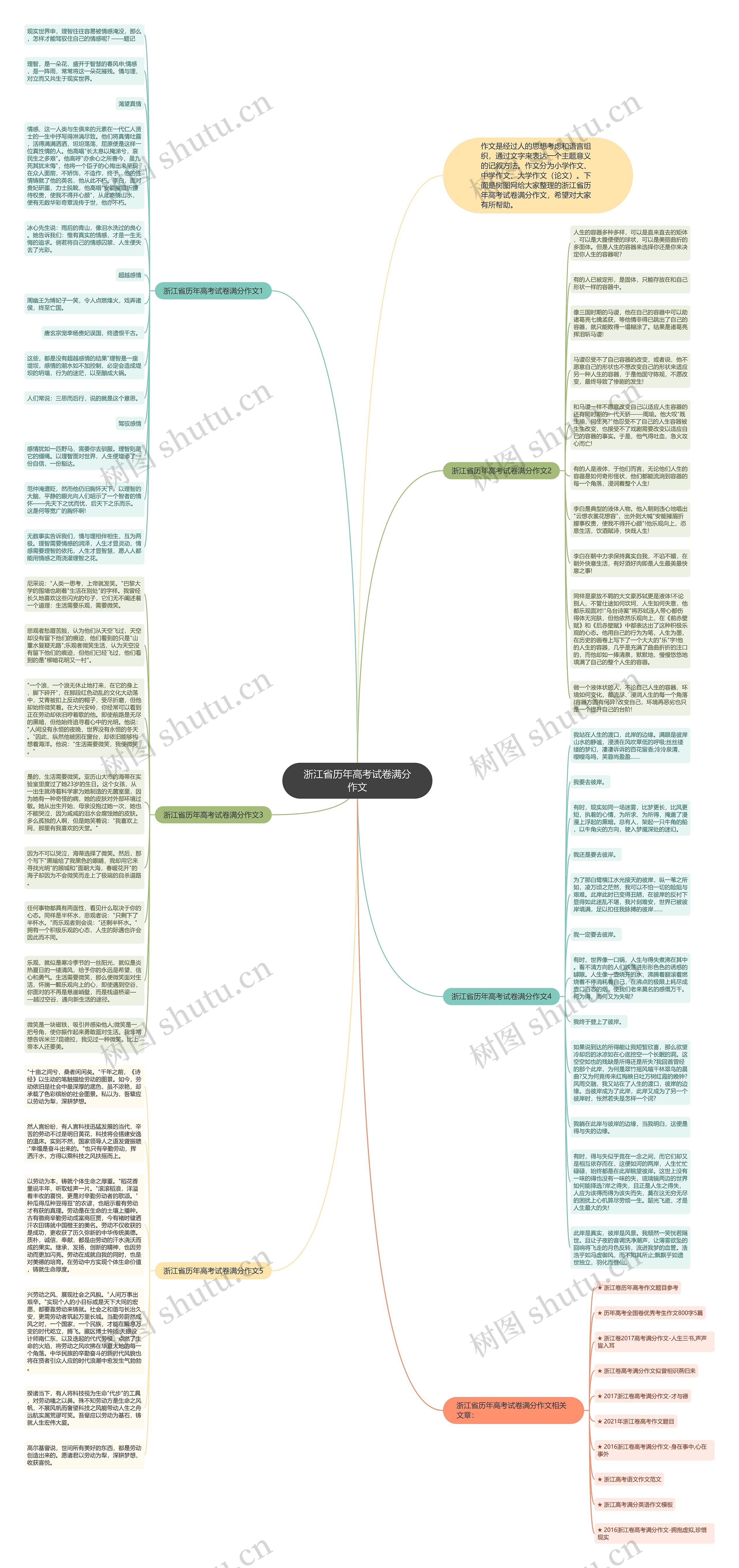 浙江省历年高考试卷满分作文思维导图