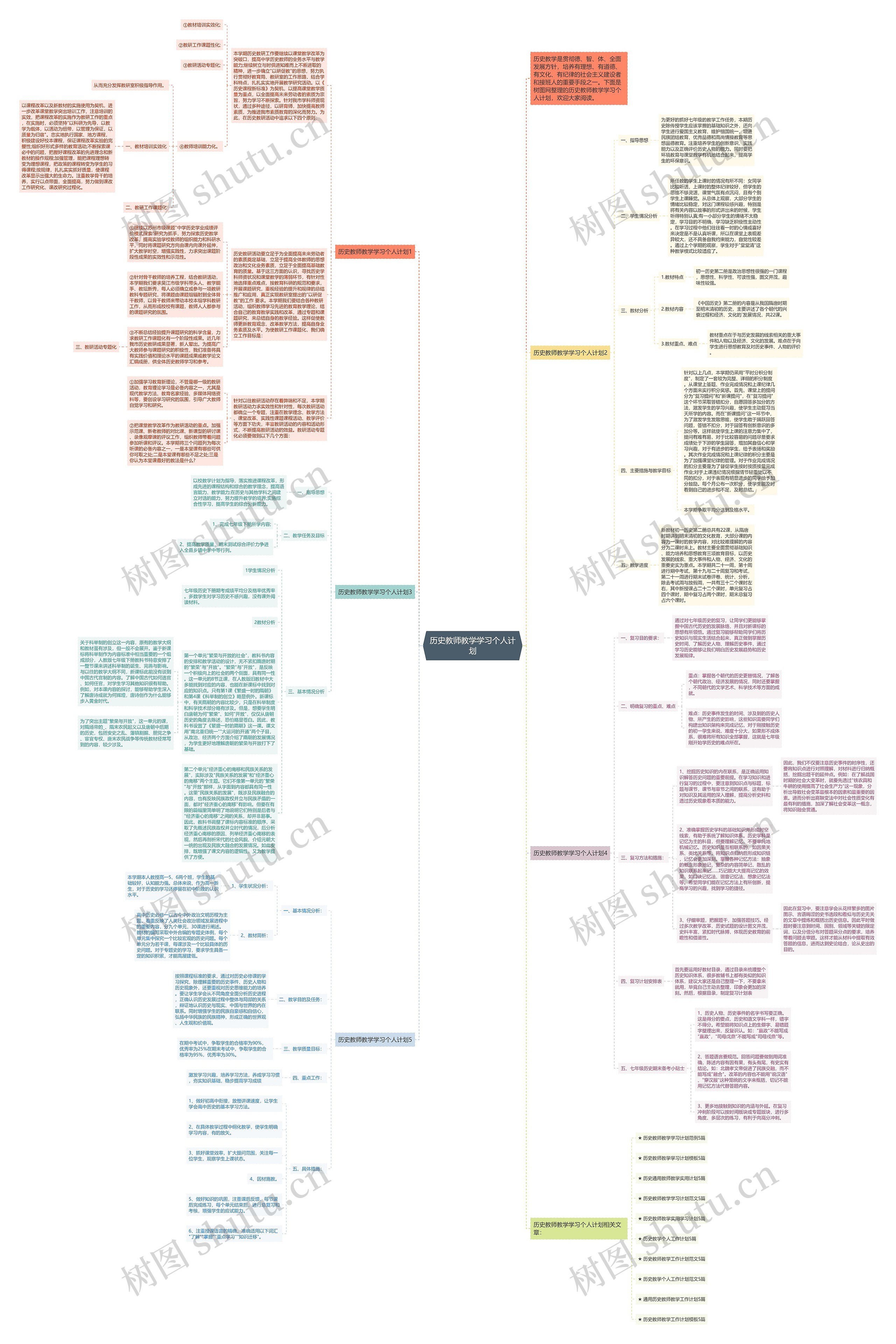 历史教师教学学习个人计划思维导图