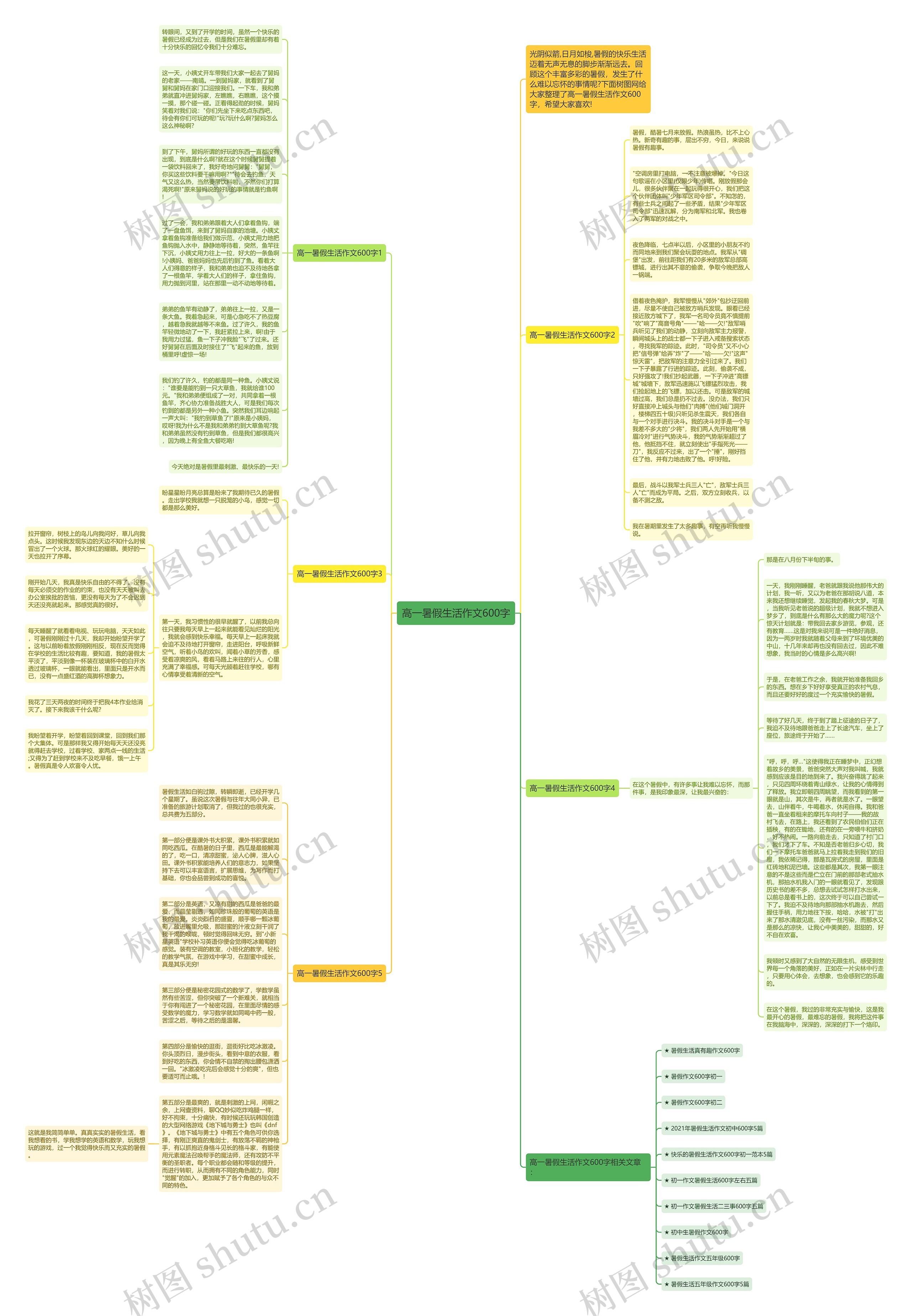 高一暑假生活作文600字思维导图