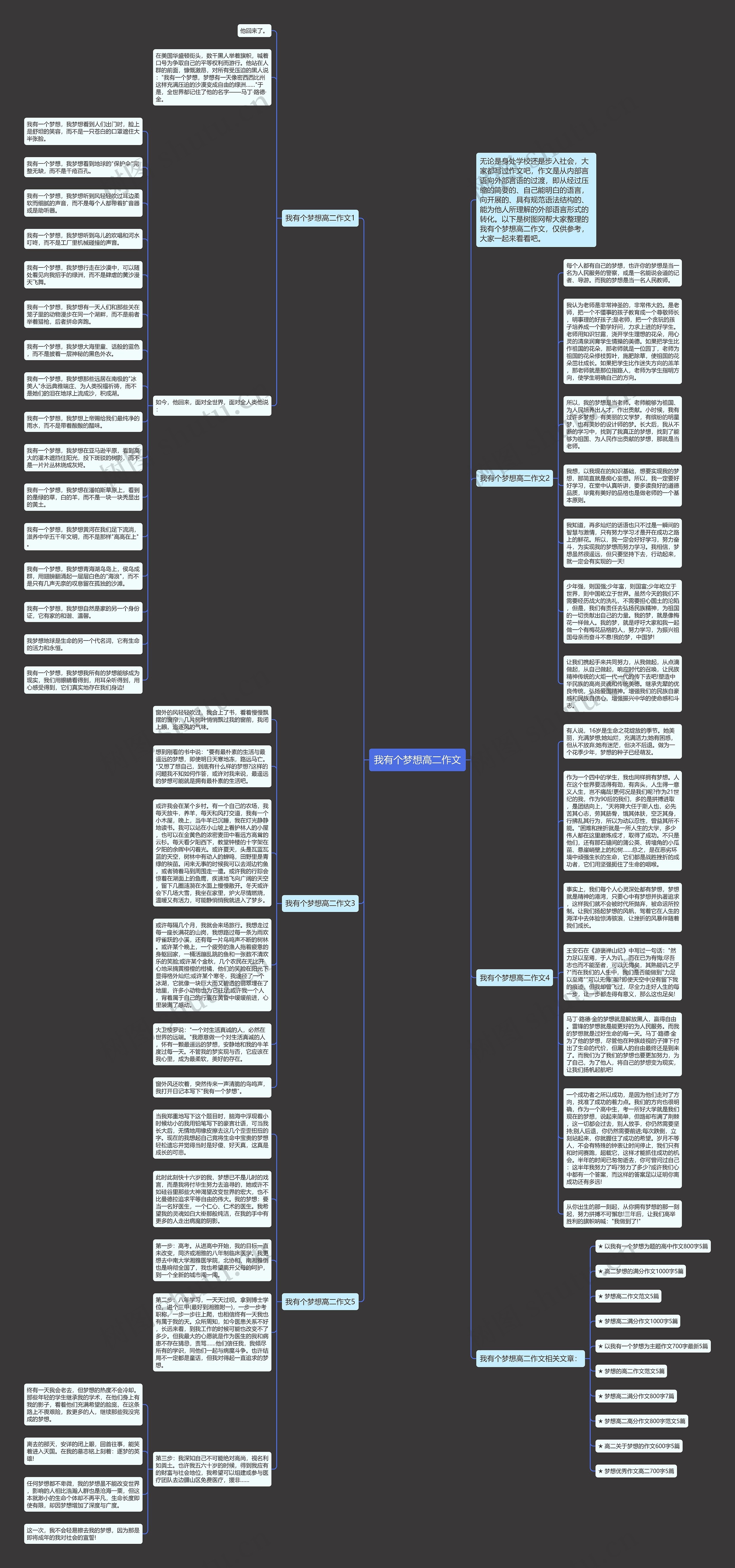 我有个梦想高二作文思维导图