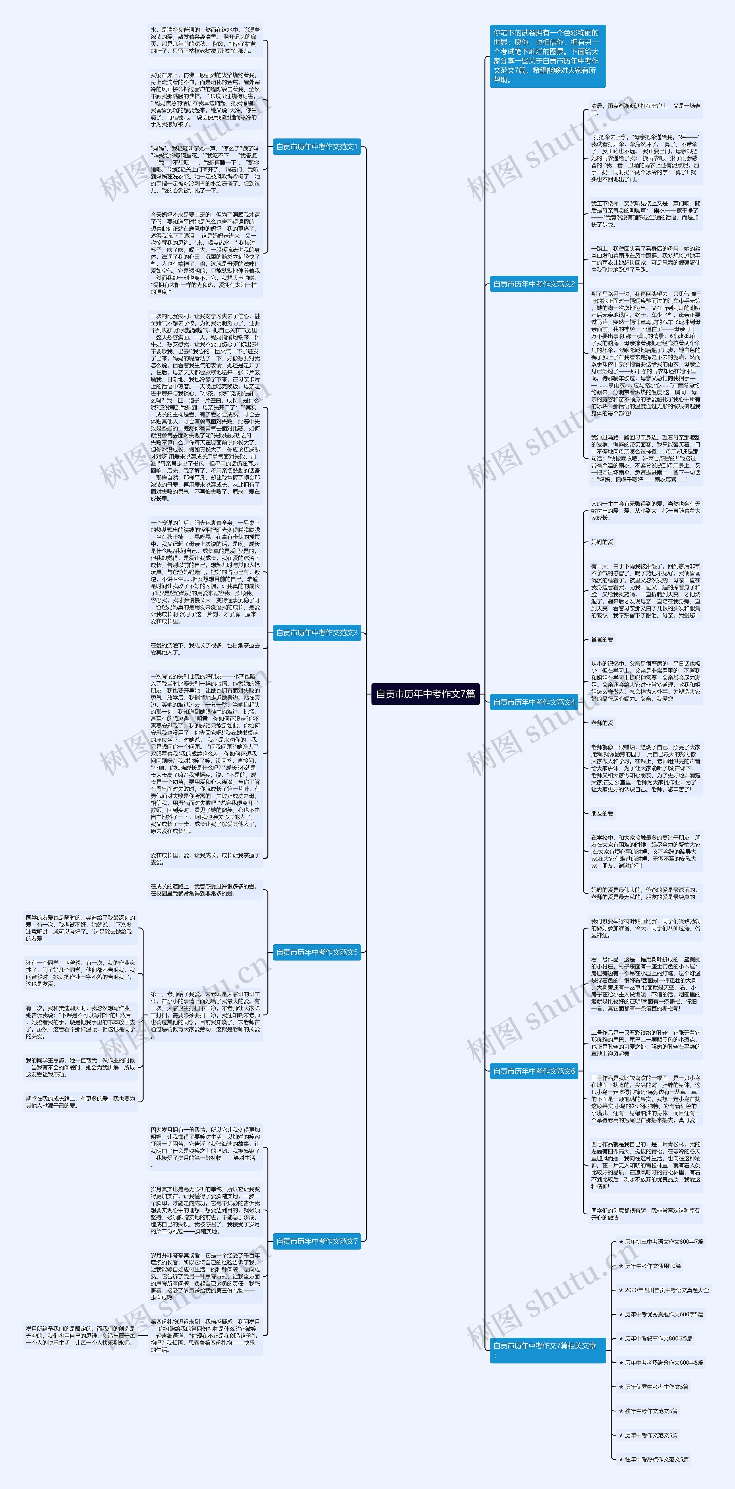 自贡市历年中考作文7篇思维导图