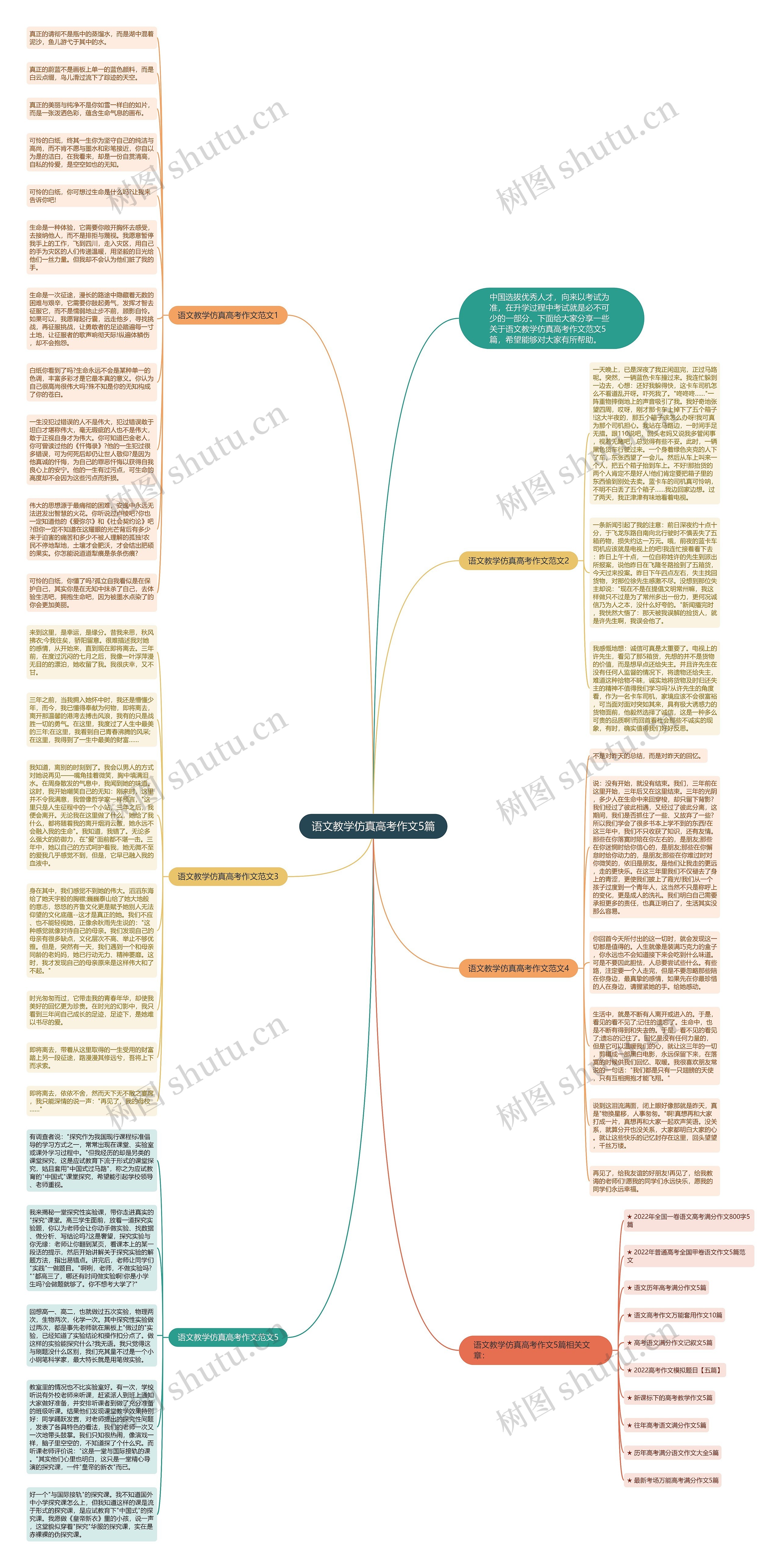语文教学仿真高考作文5篇思维导图