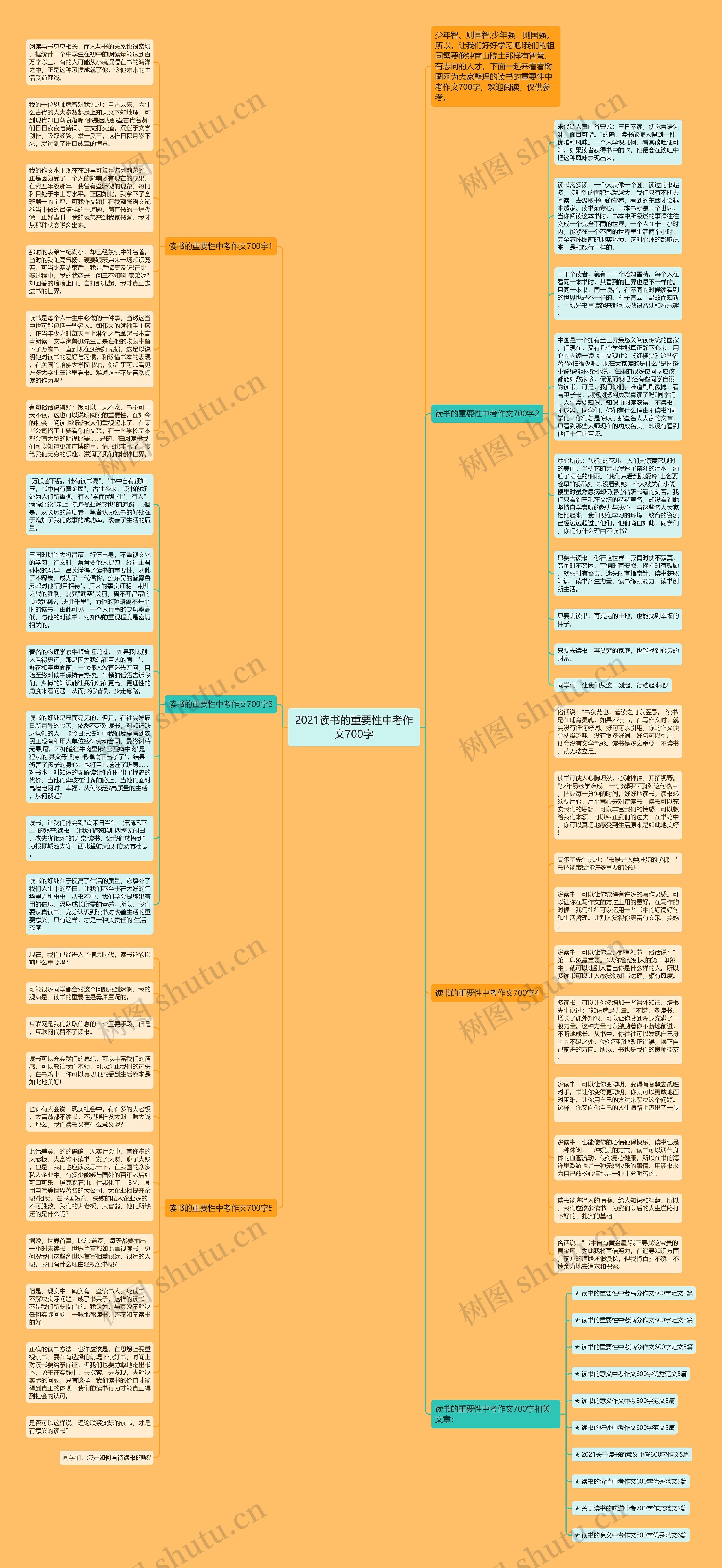 2021读书的重要性中考作文700字思维导图