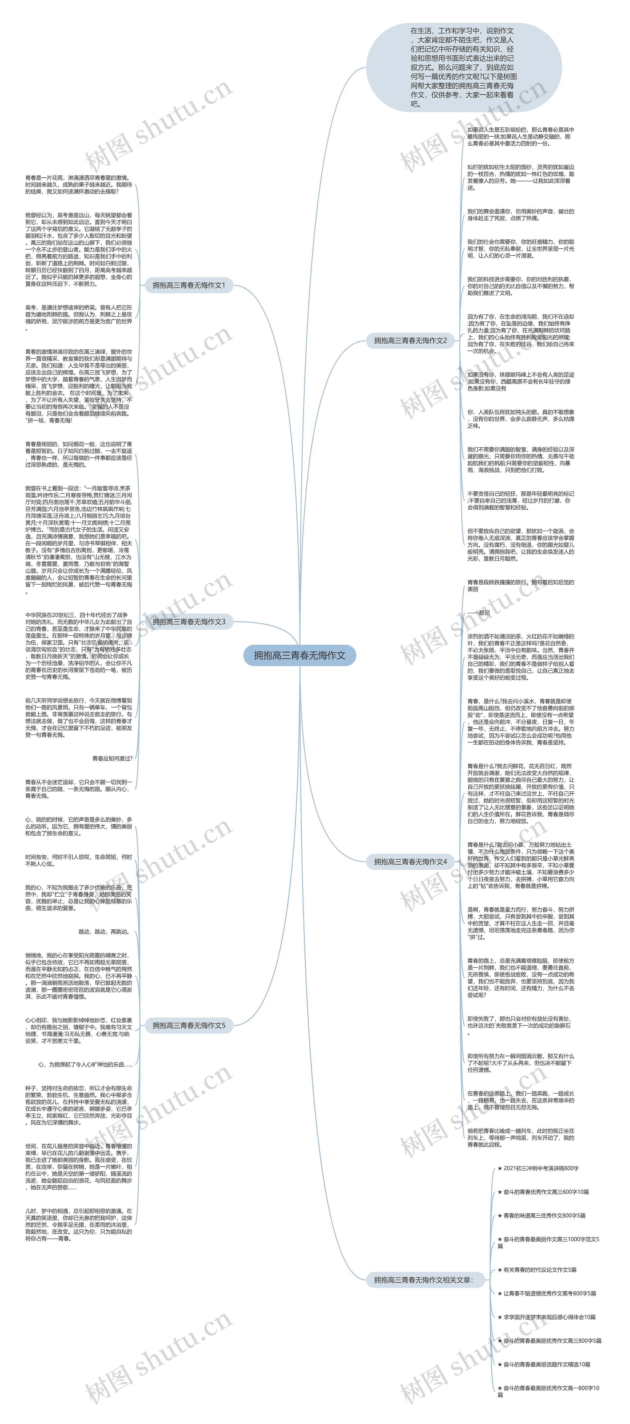 拥抱高三青春无悔作文思维导图